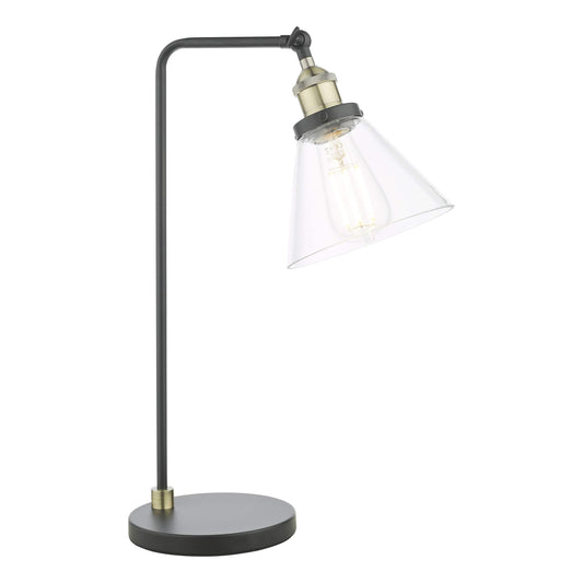 dar lighting Ray Table Lamp Antique Brass and Glass RAY4275