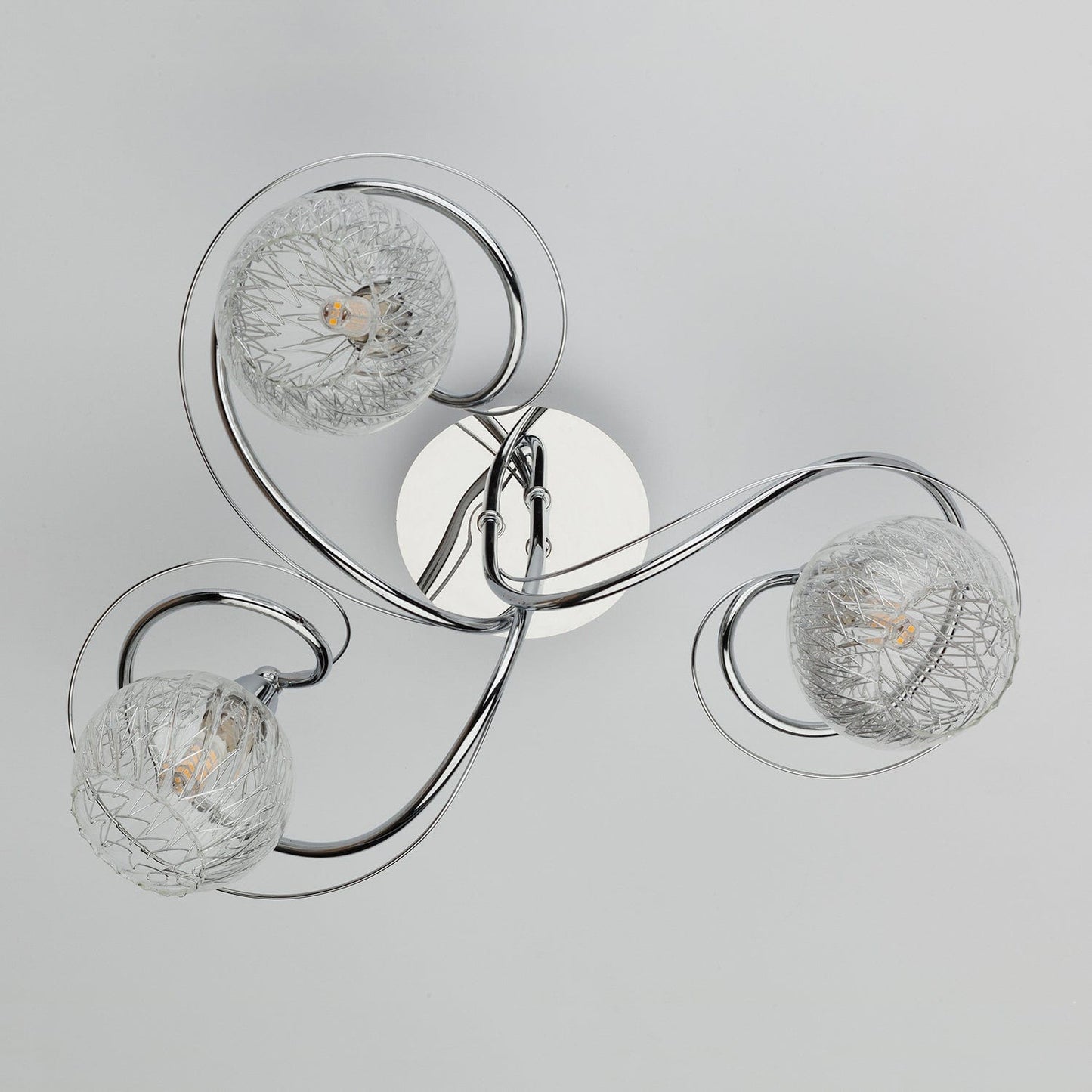dar lighting Rehan 3 Light Semi Flush Decorative Glass Polished Chrome Frame REH0350