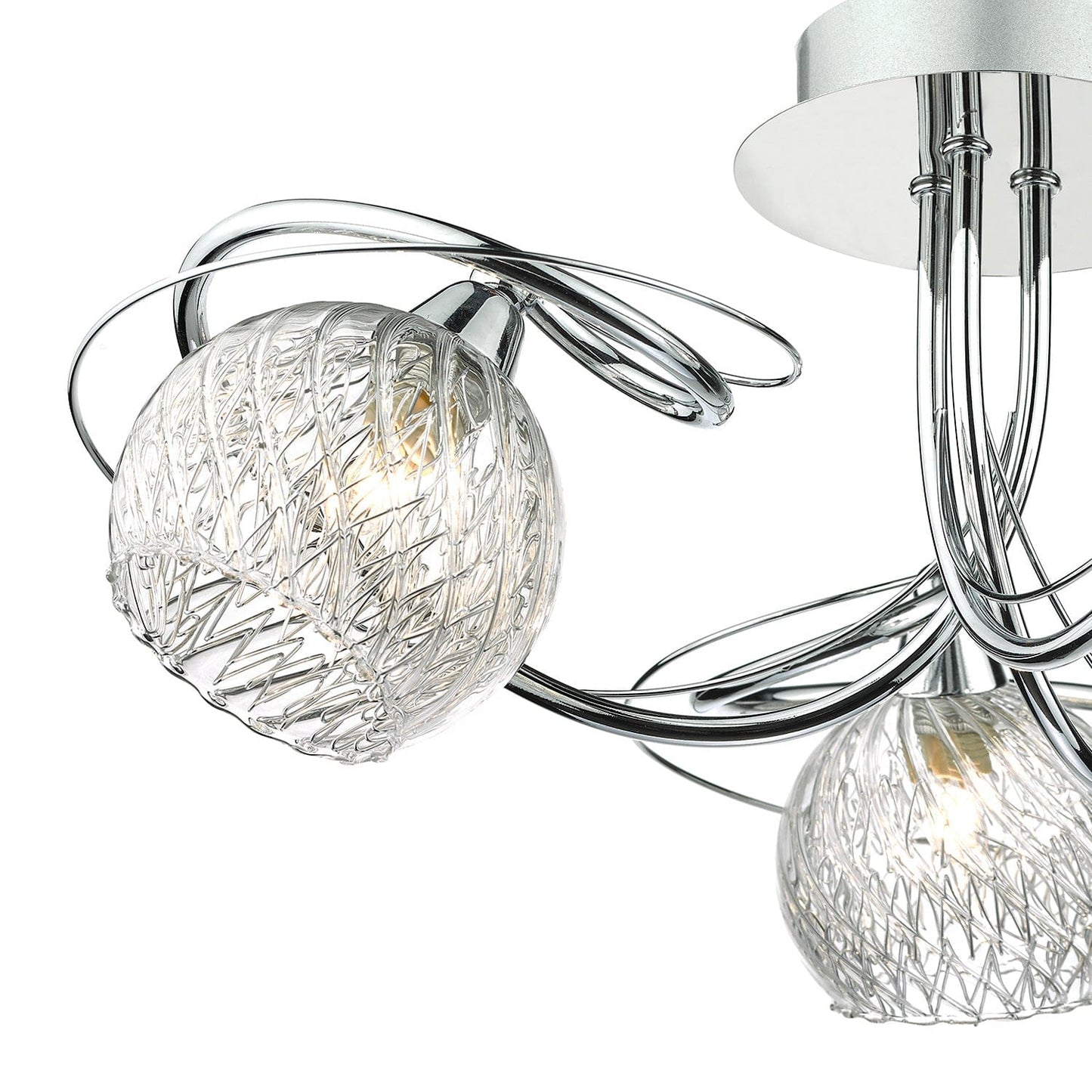 dar lighting Rehan 3 Light Semi Flush Decorative Glass Polished Chrome Frame REH0350