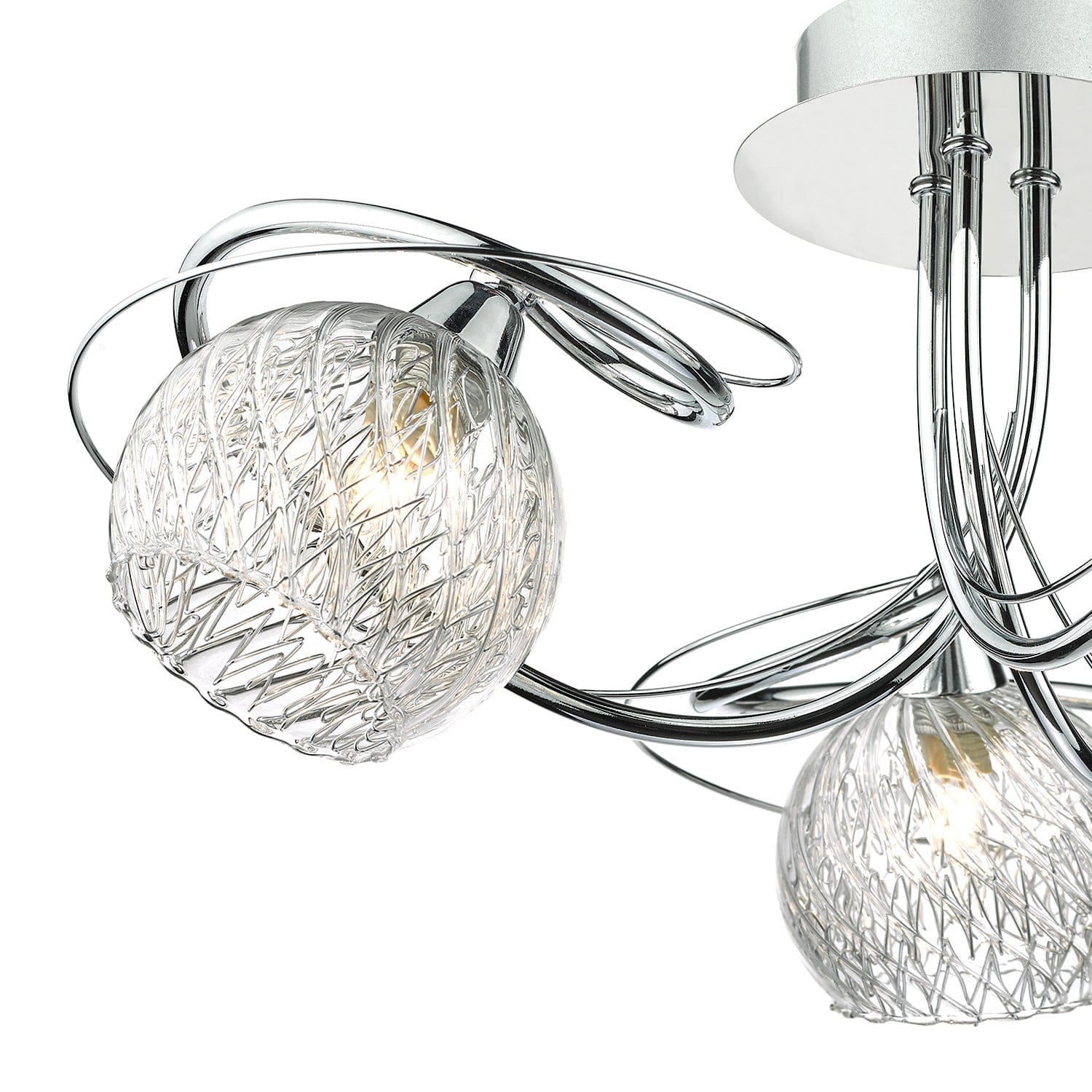 dar lighting Rehan 3 Light Semi Flush Decorative Glass Polished Chrome Frame REH0350