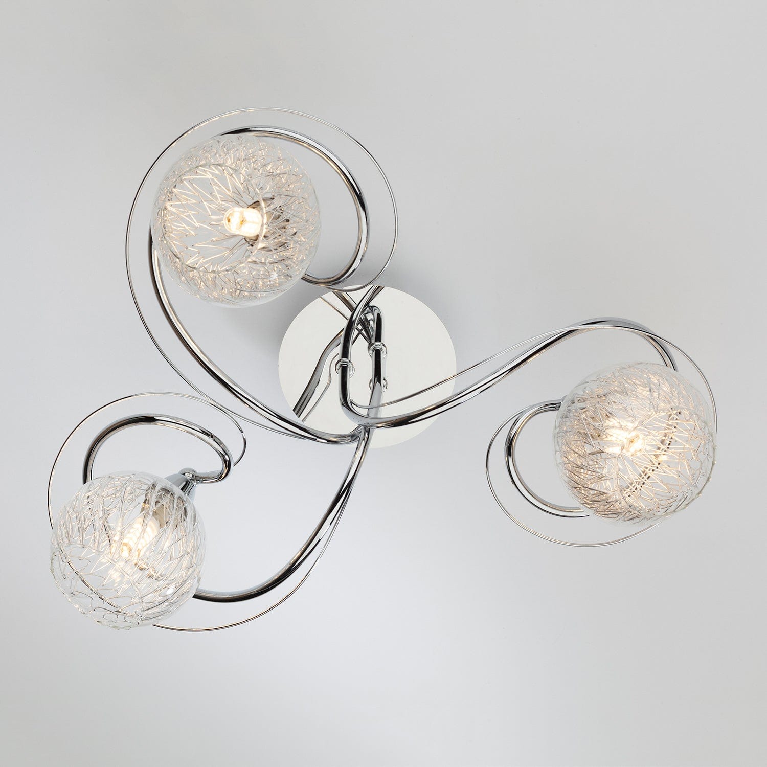dar lighting Rehan 3 Light Semi Flush Decorative Glass Polished Chrome Frame REH0350