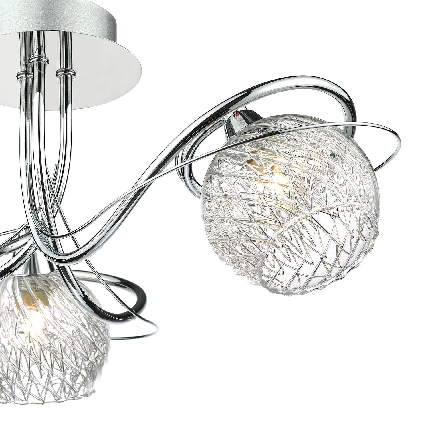 dar lighting Rehan 3 Light Semi Flush Decorative Glass Polished Chrome Frame REH0350