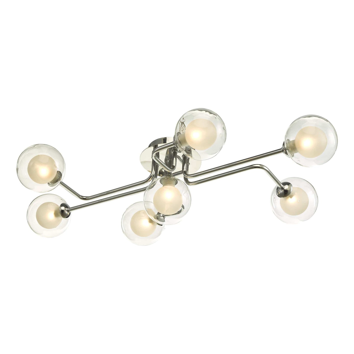 dar lighting Reyna 7 Light Semi Flush Polished Chrome With Clear/Opal Glass REY3450-04