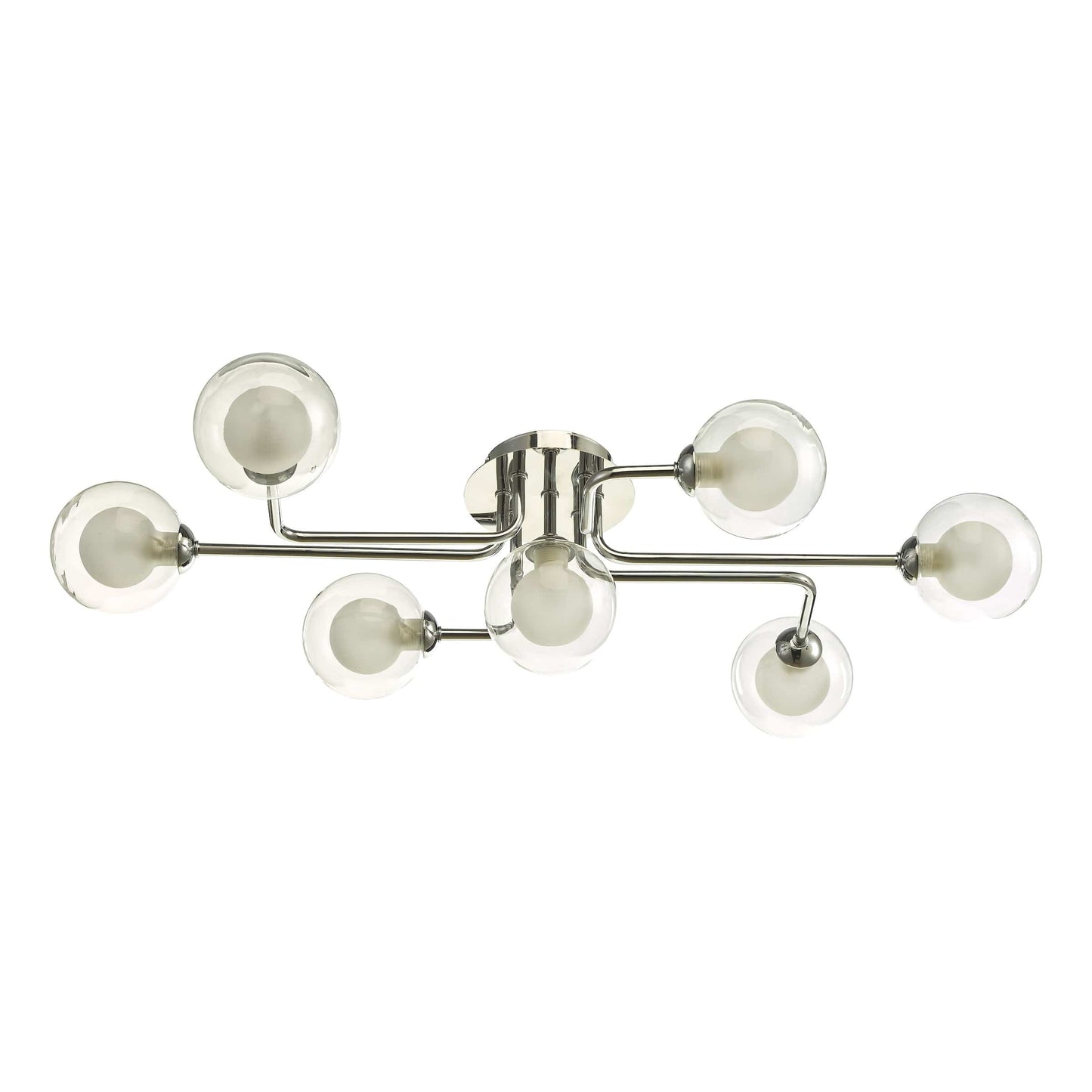 dar lighting Reyna 7 Light Semi Flush Polished Chrome With Clear/Opal Glass REY3450-04