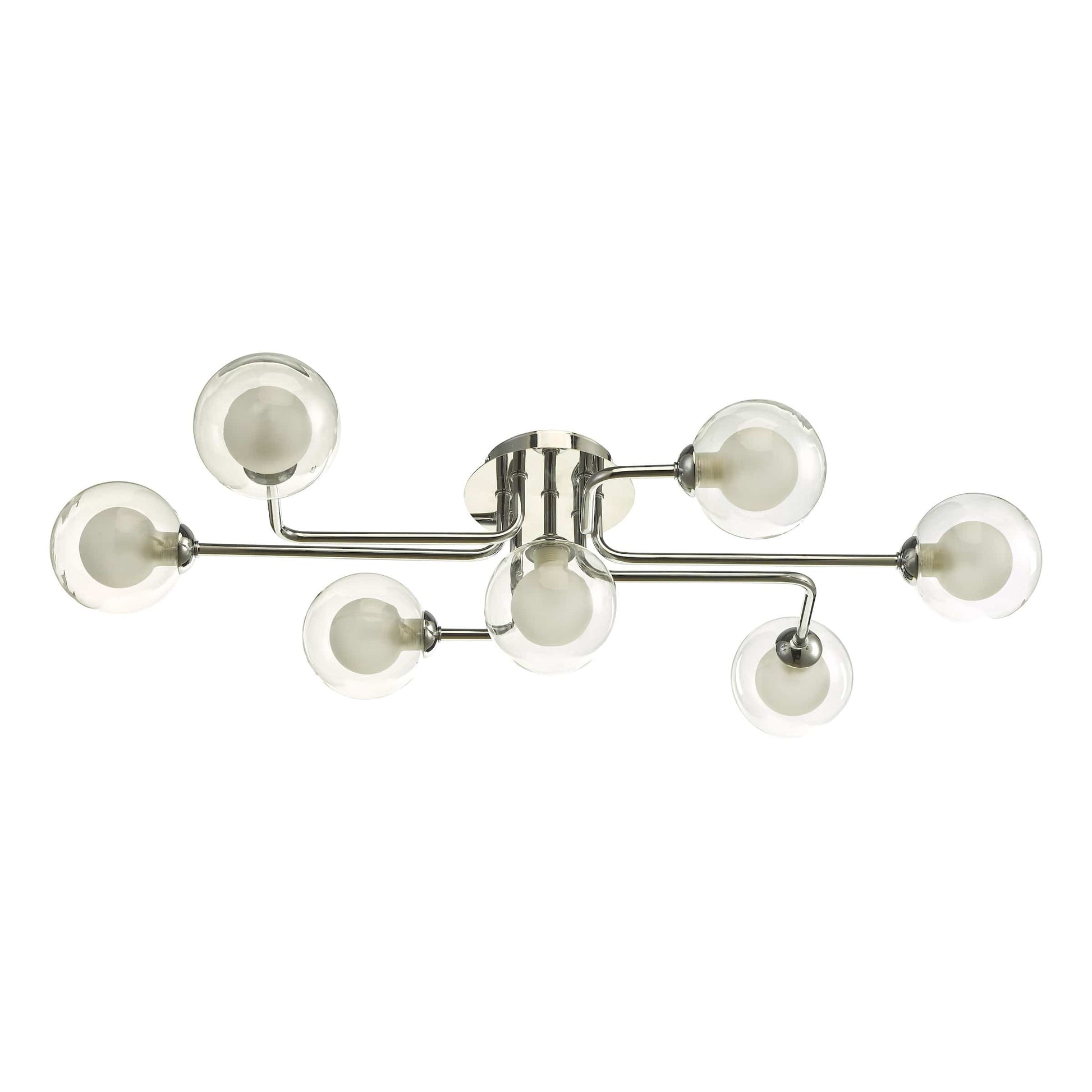 dar lighting Reyna 7 Light Semi Flush Polished Chrome With Clear/Opal Glass REY3450-04