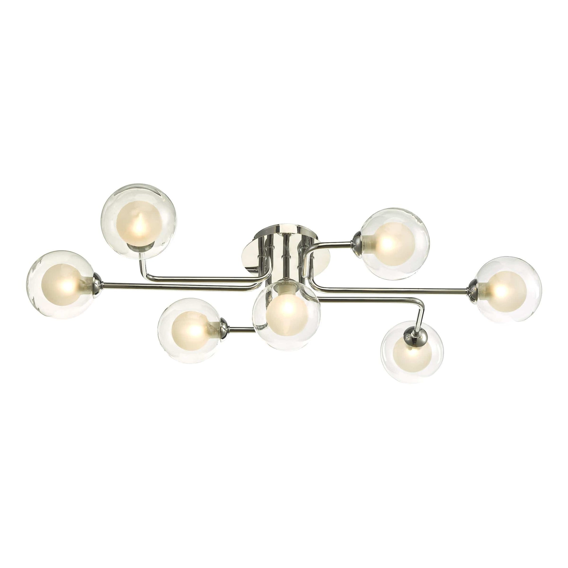 dar lighting Reyna 7 Light Semi Flush Polished Chrome With Clear/Opal Glass REY3450-04