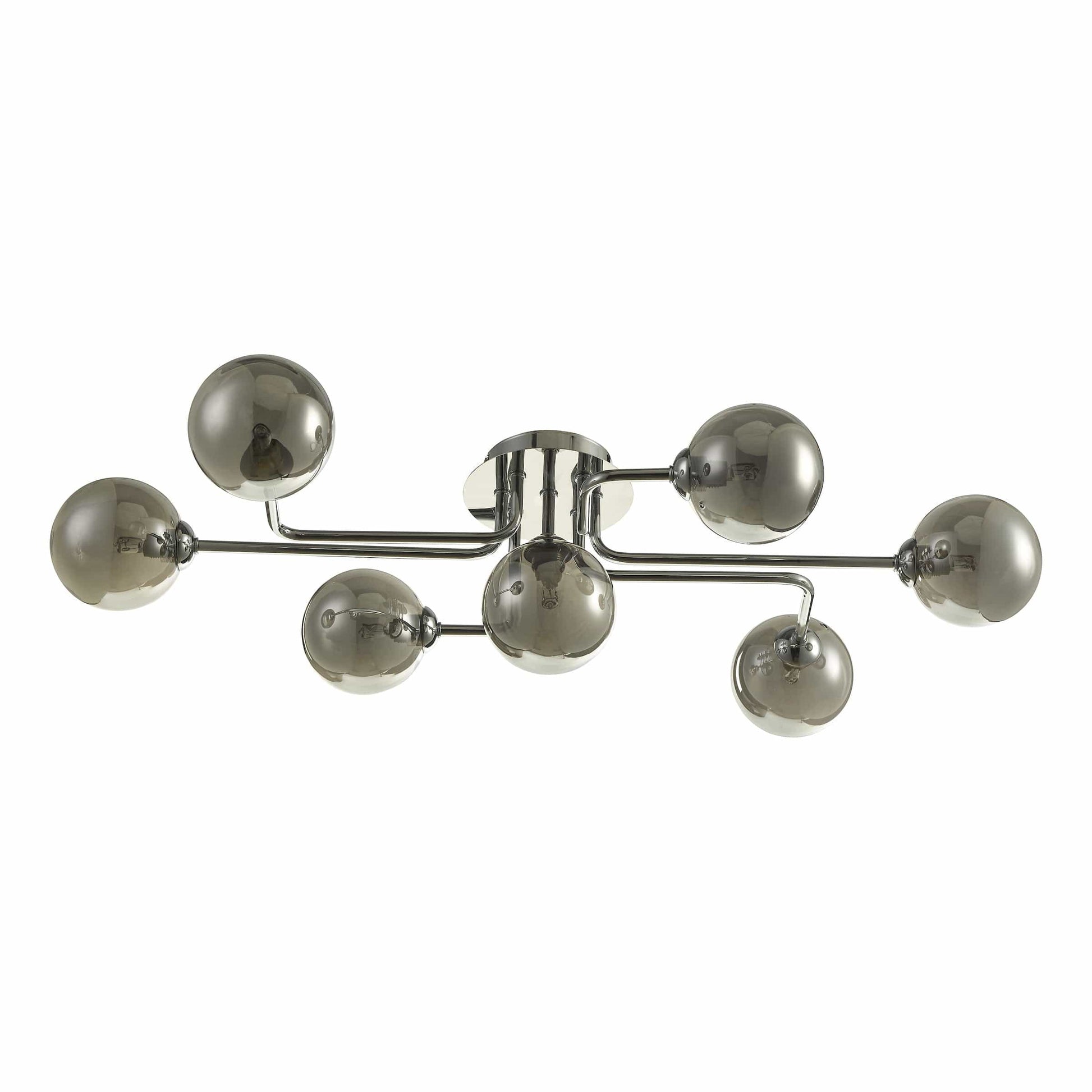 dar lighting Reyna 7 Light Semi Flush Polished Chrome With Smoked Glass REY3450-01