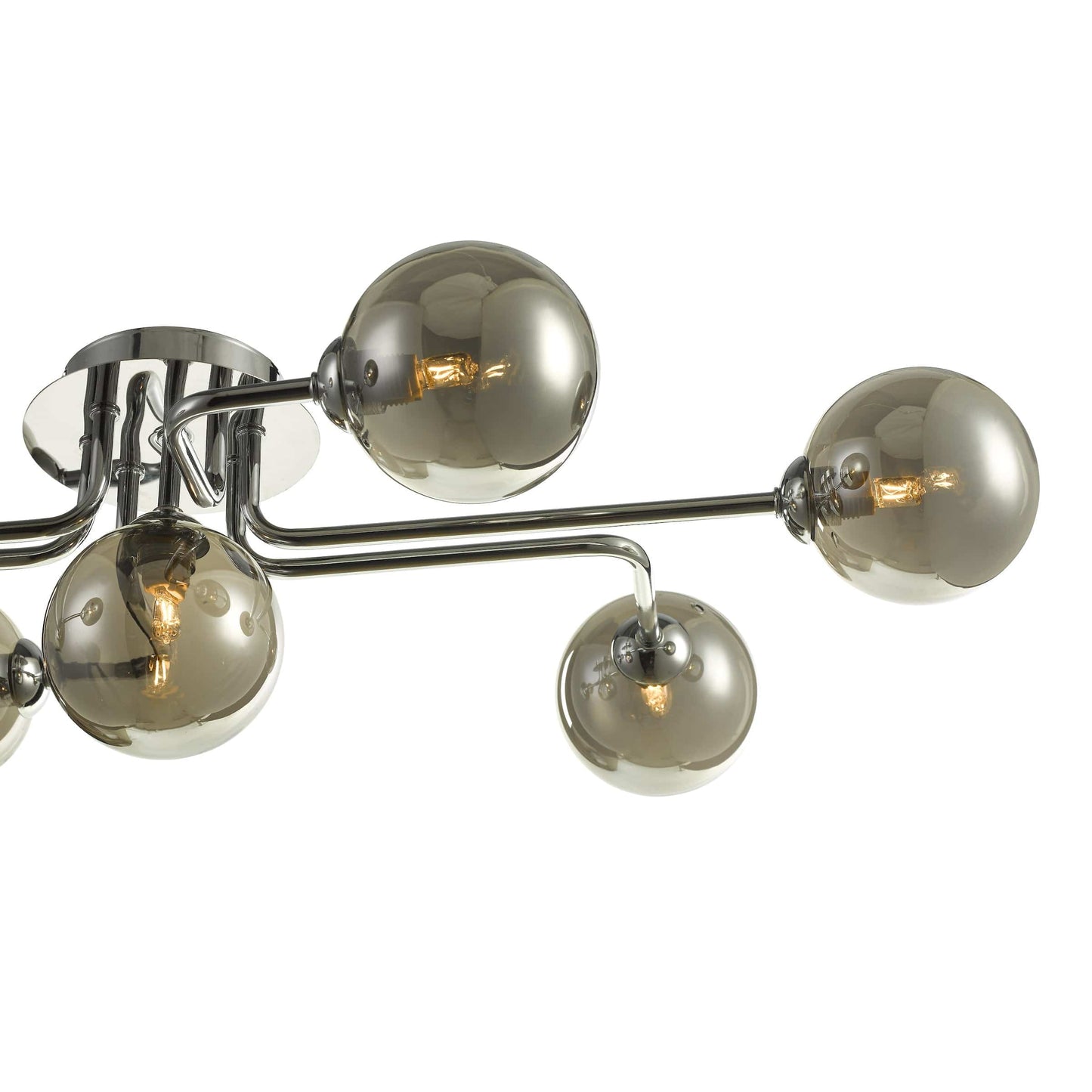 dar lighting Reyna 7 Light Semi Flush Polished Chrome With Smoked Glass REY3450-01