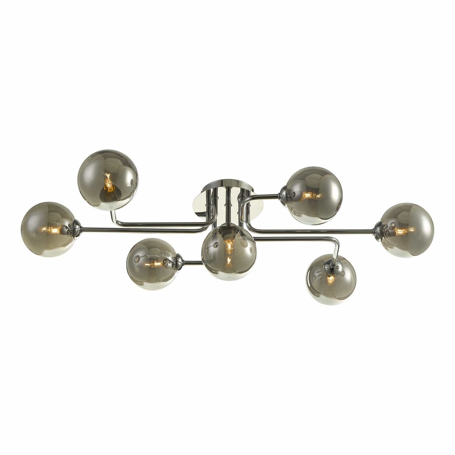 dar lighting Reyna 7 Light Semi Flush Polished Chrome With Smoked Glass REY3450-01