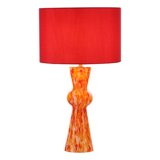 dar lighting Rheneas Table Lamp Red Glass With Shade RHE4225