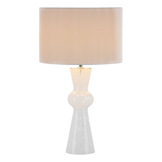dar lighting Rheneas Table Lamp White Glass With Shade RHE422
