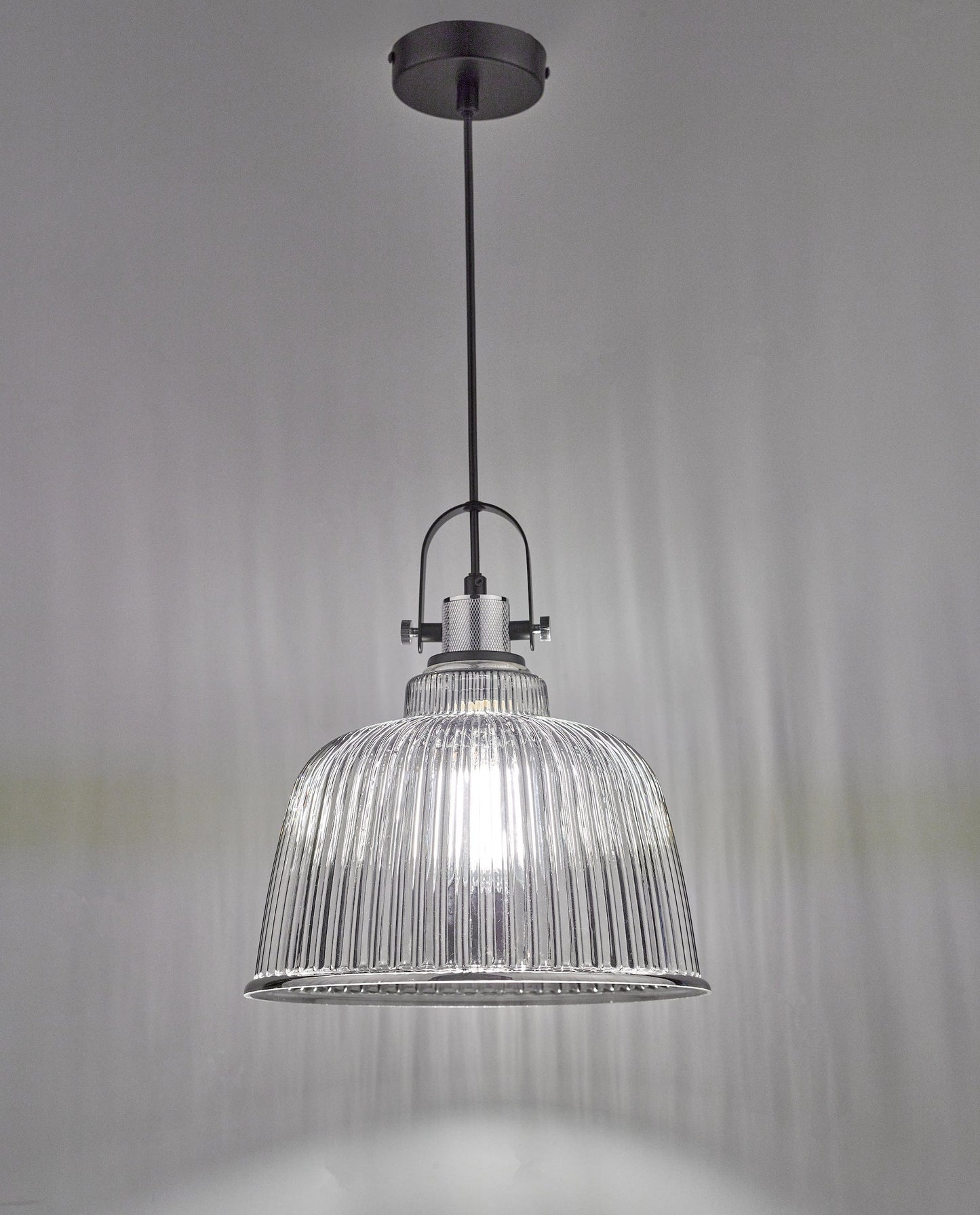 dar lighting Rhode Single Large Pendant Polished Chrome Smoked Glass RHO8610