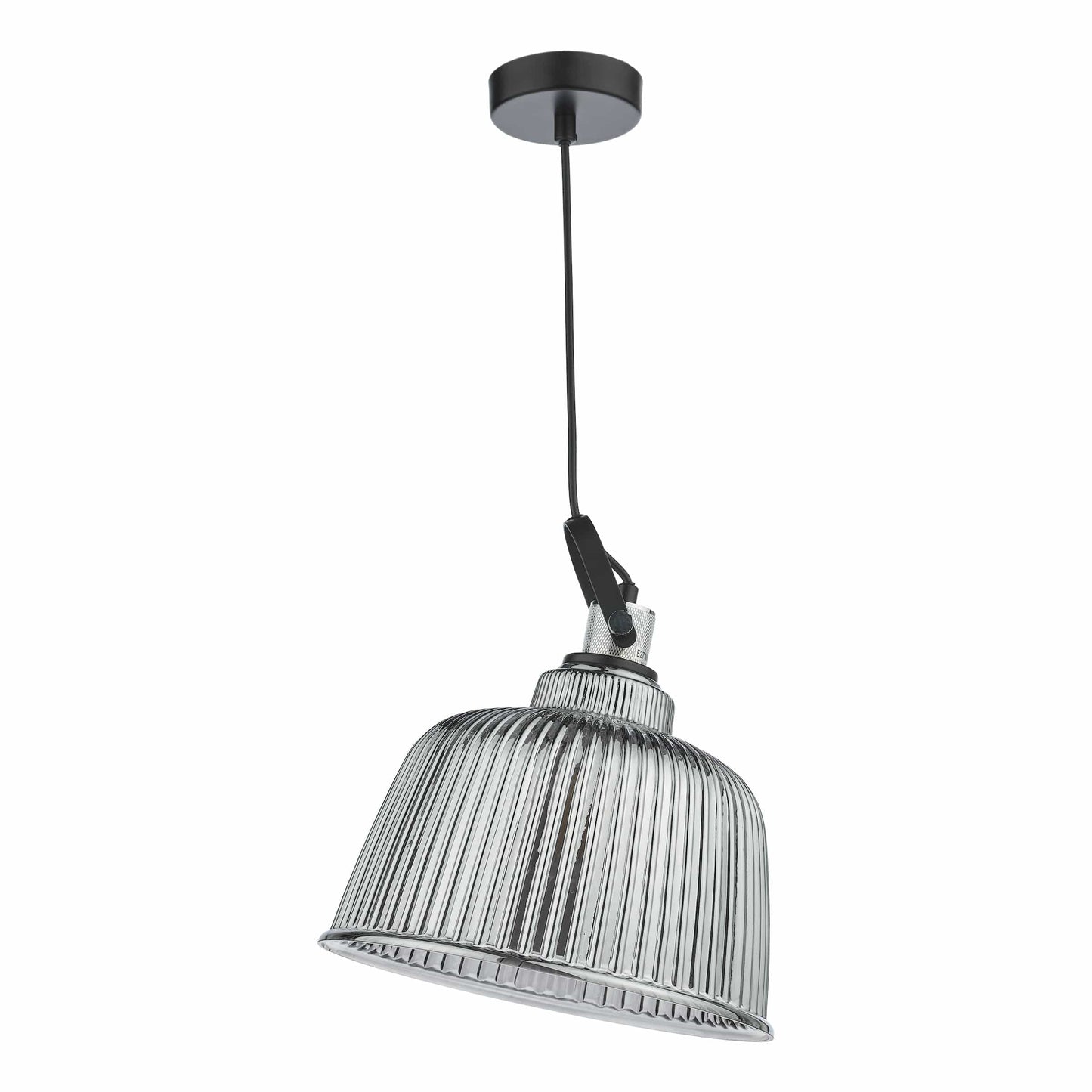 dar lighting Rhode Single Large Pendant Polished Chrome Smoked Glass RHO8610