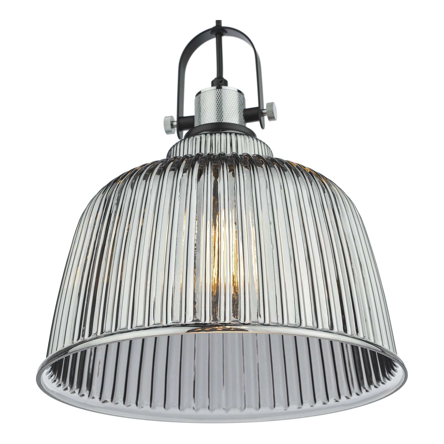 dar lighting Rhode Single Large Pendant Polished Chrome Smoked Glass RHO8610