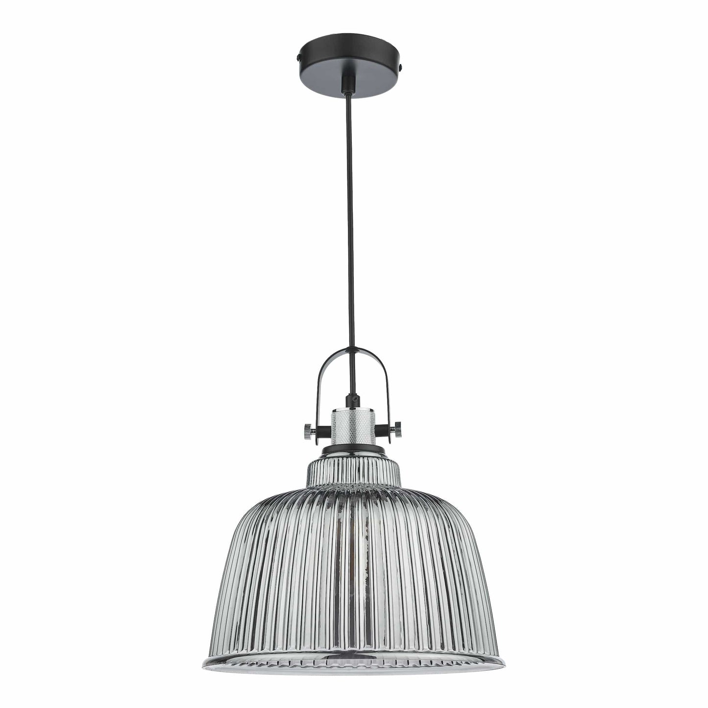 dar lighting Rhode Single Large Pendant Polished Chrome Smoked Glass RHO8610