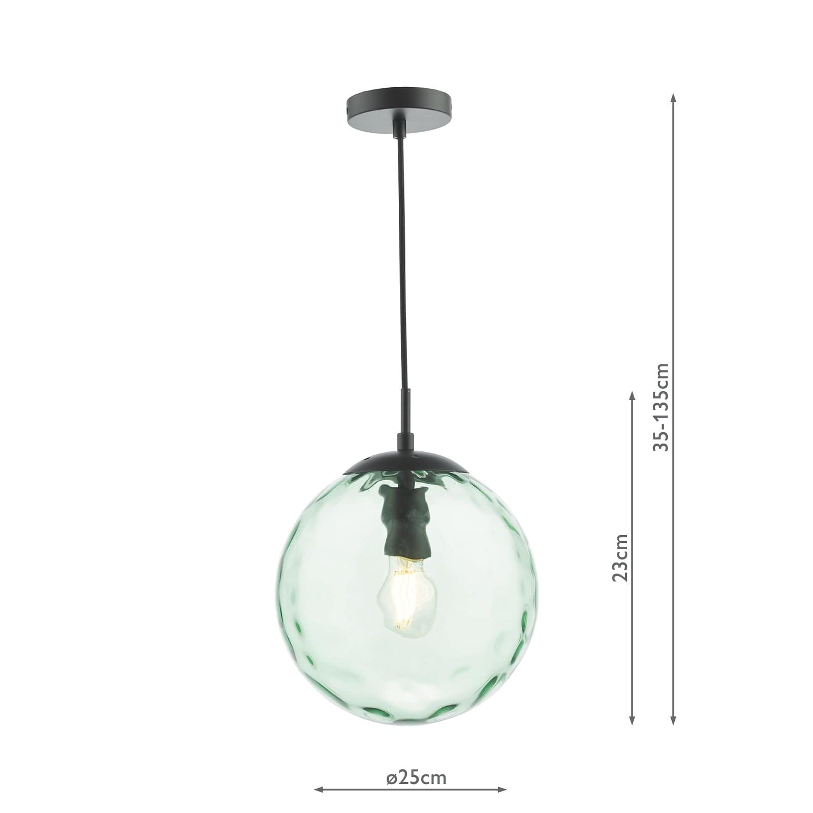 dar lighting Ripple Easy Fit Shade Green Glass 25cm RIP8824