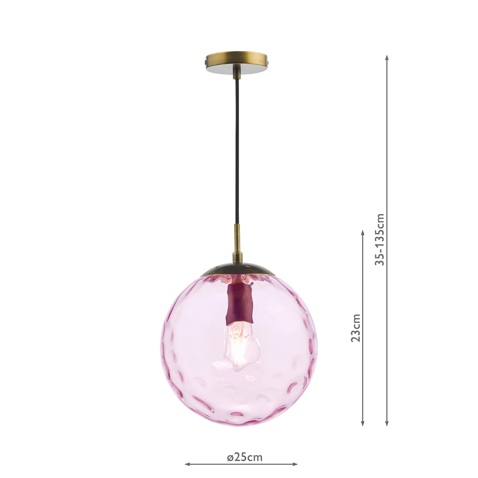 dar lighting Ripple Easy Fit Shade Pink Glass 25cm RIP8803