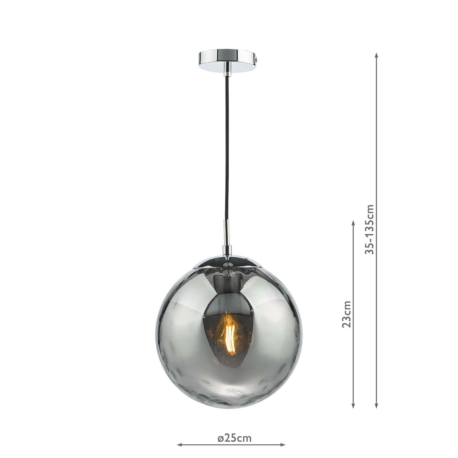 dar lighting Ripple Easy Fit Shade Smoked Glass 25cm RIP8810