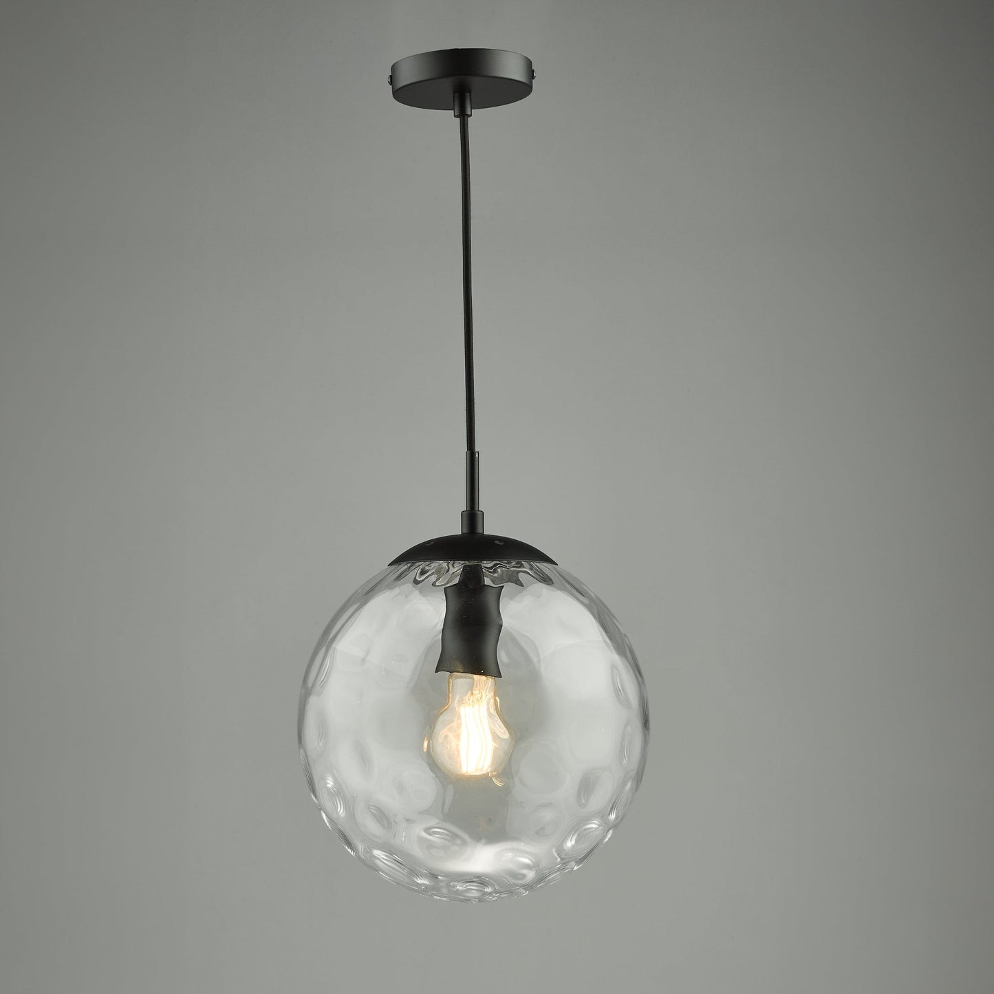 dar lighting Ripple Pendant Matt Black & Clear Glass SP72-RIP8808