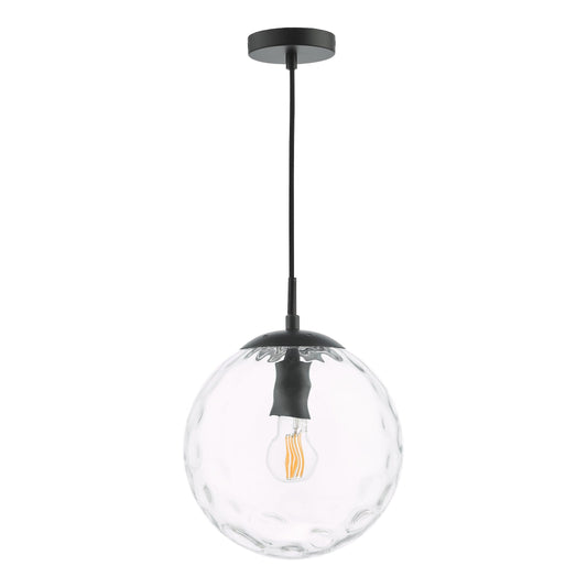 dar lighting Ripple Pendant Matt Black & Clear Glass SP72-RIP8808