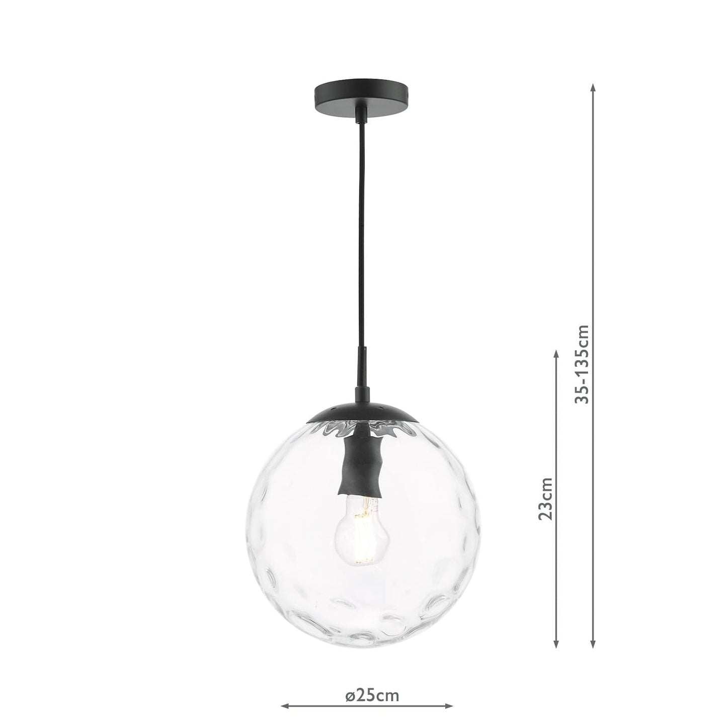 dar lighting Ripple Pendant Matt Black & Clear Glass SP72-RIP8808