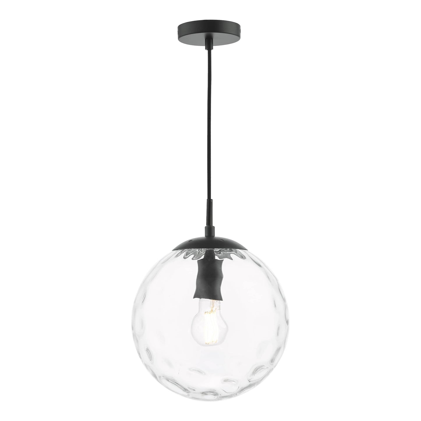 dar lighting Ripple Pendant Matt Black & Clear Glass SP72-RIP8808