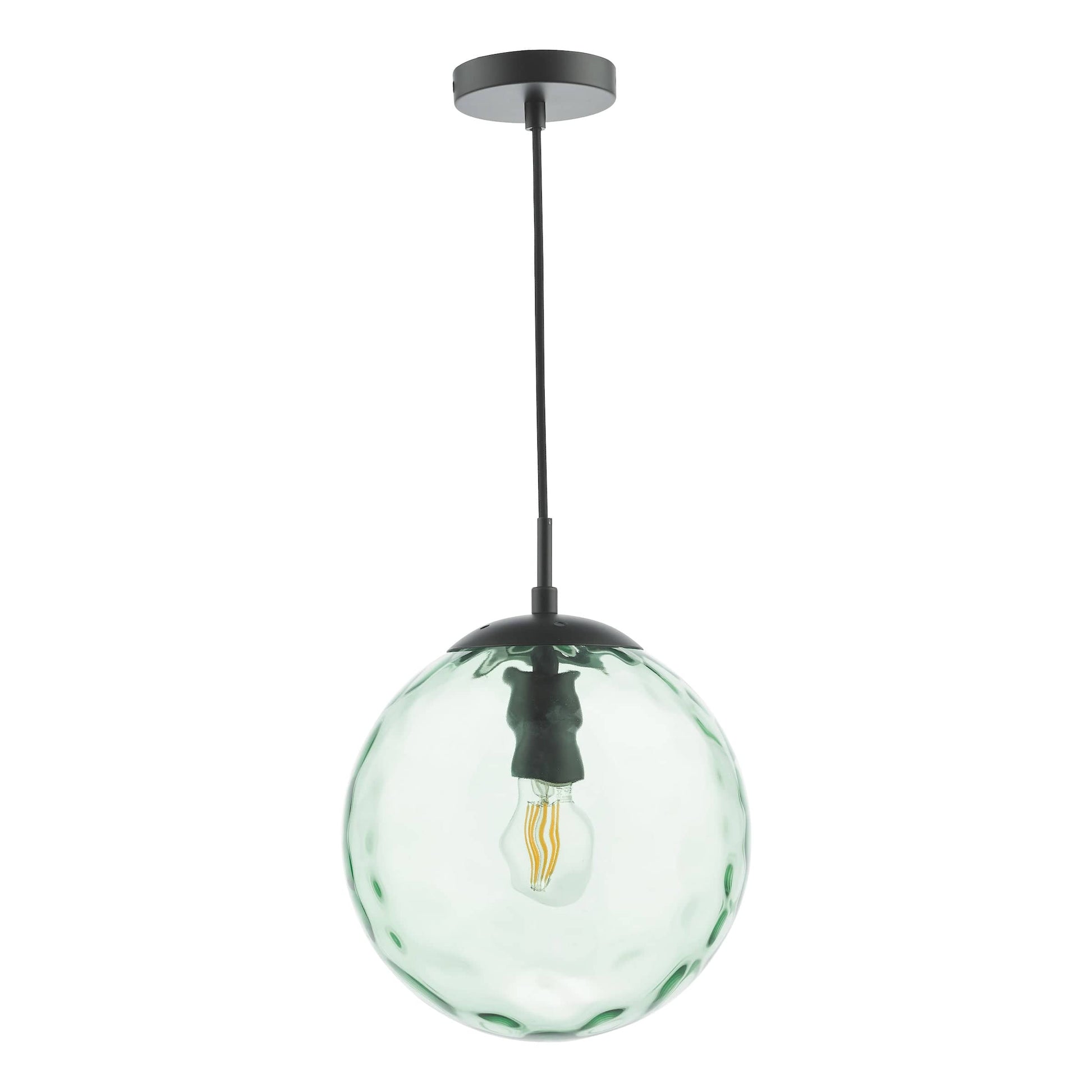 dar lighting Ripple Pendant Matt Black & Green Glass SP72-RIP8824