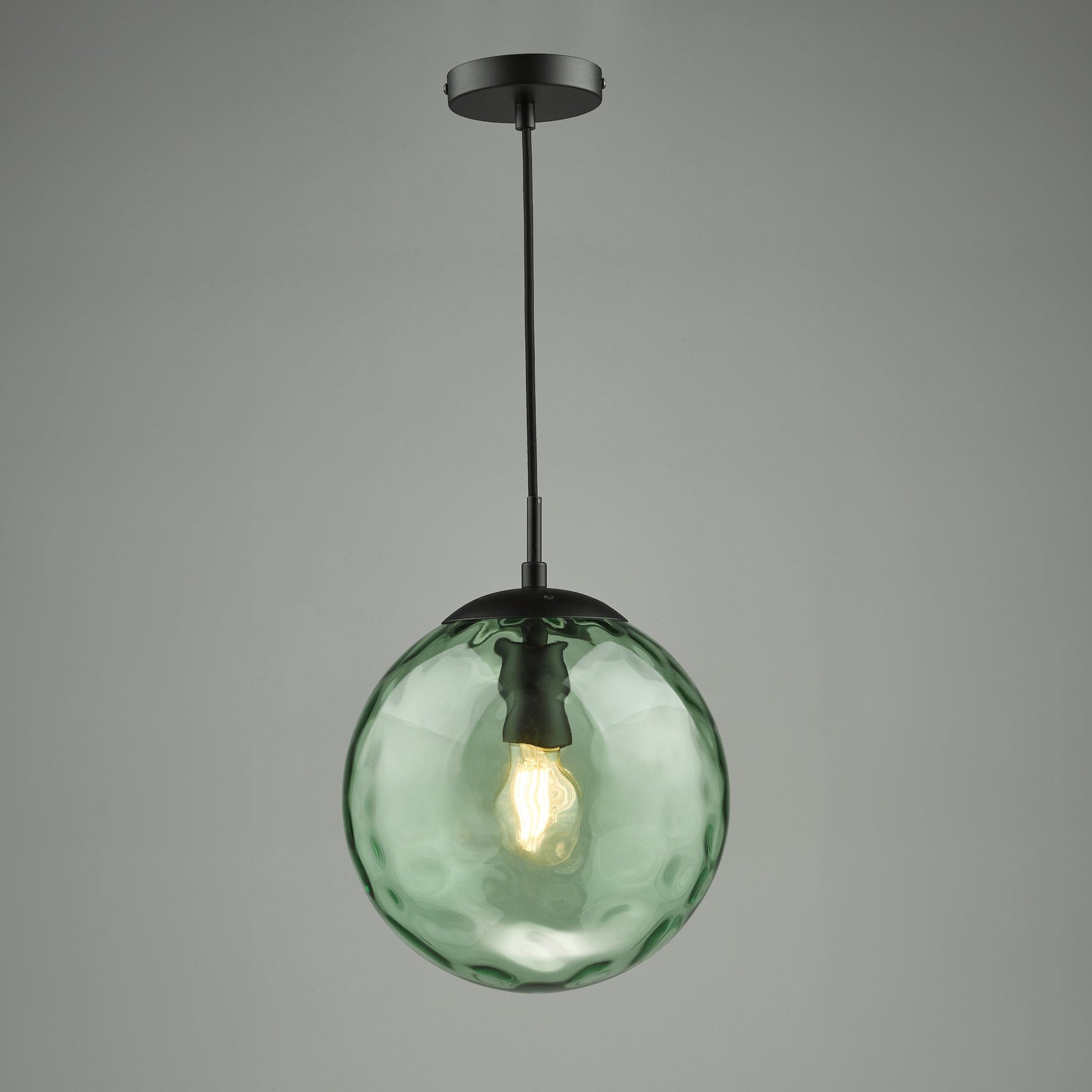 dar lighting Ripple Pendant Matt Black & Green Glass SP72-RIP8824