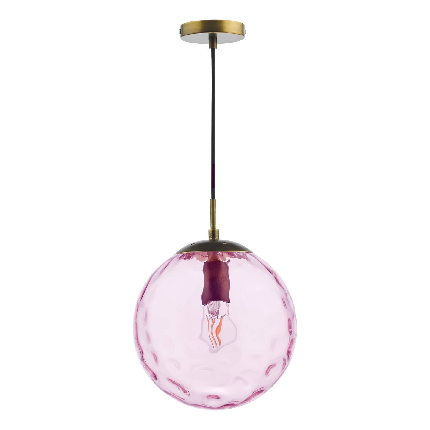 dar lighting Ripple Single Pendant Bronze and Pink Glass SP70-RIP8803