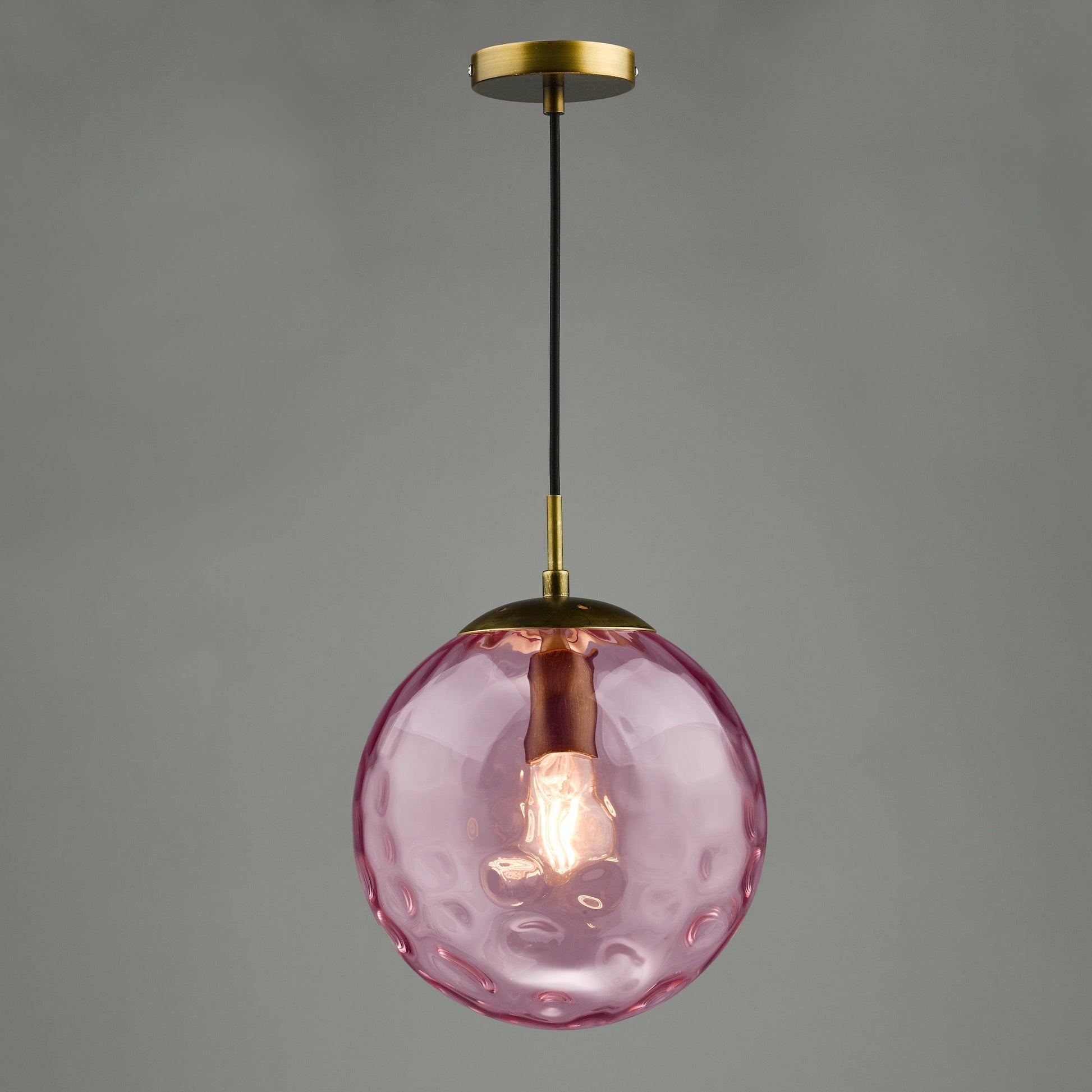 dar lighting Ripple Single Pendant Bronze and Pink Glass SP70-RIP8803