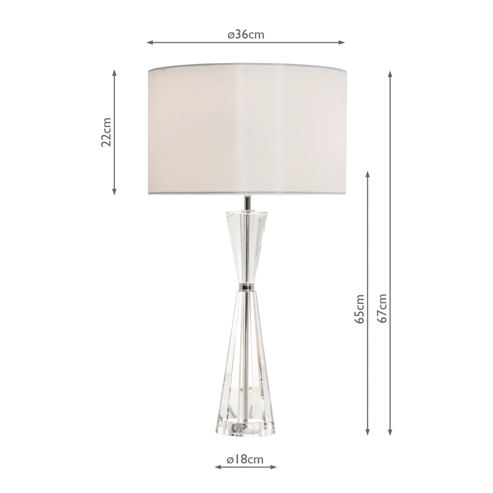 dar lighting Risha 2 Light Table Lamp Crystal & Polished Nickel With Shade RIS4208