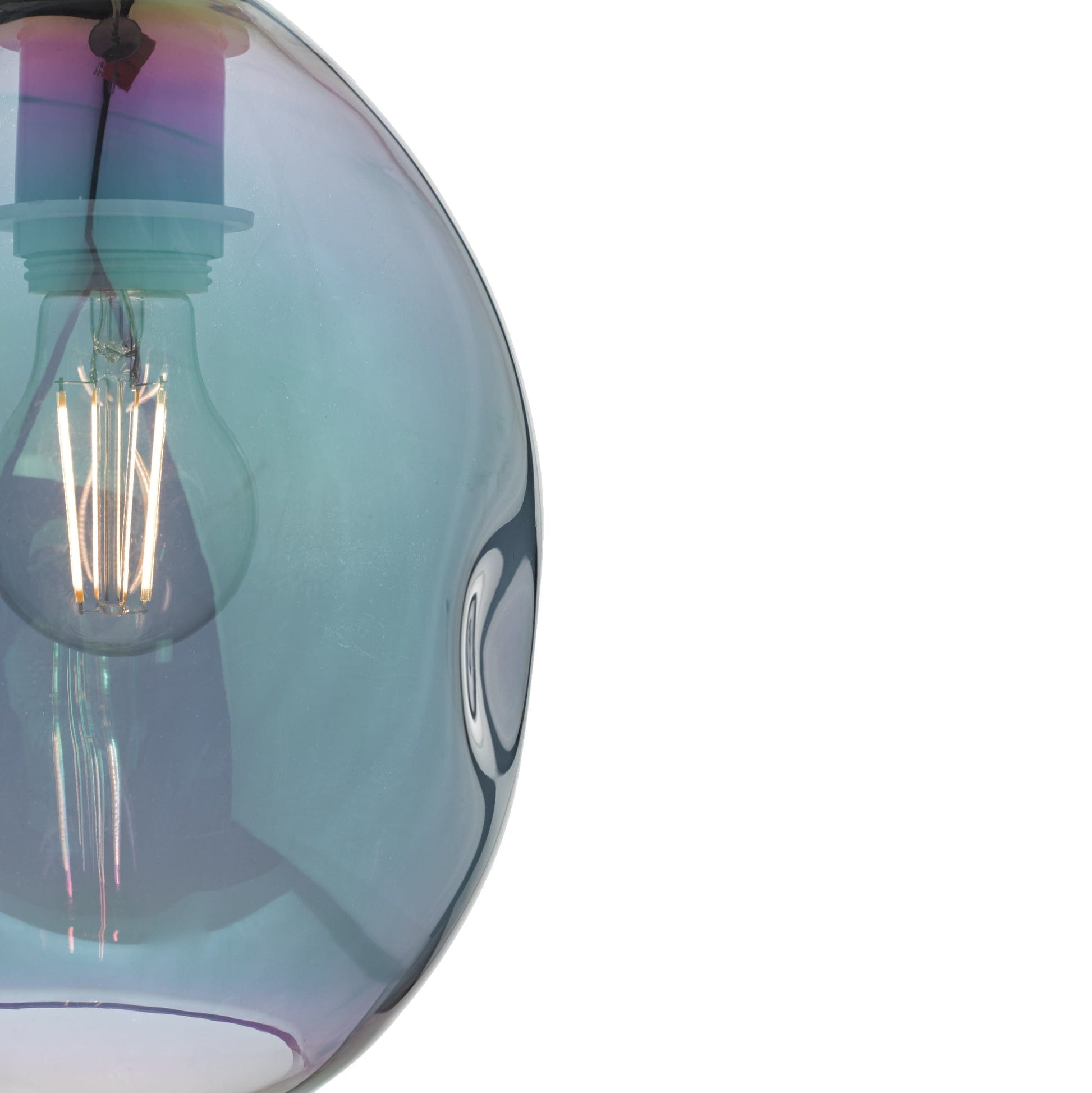 dar lighting Rogan Pendant Black & Iridised Glass ROG0155