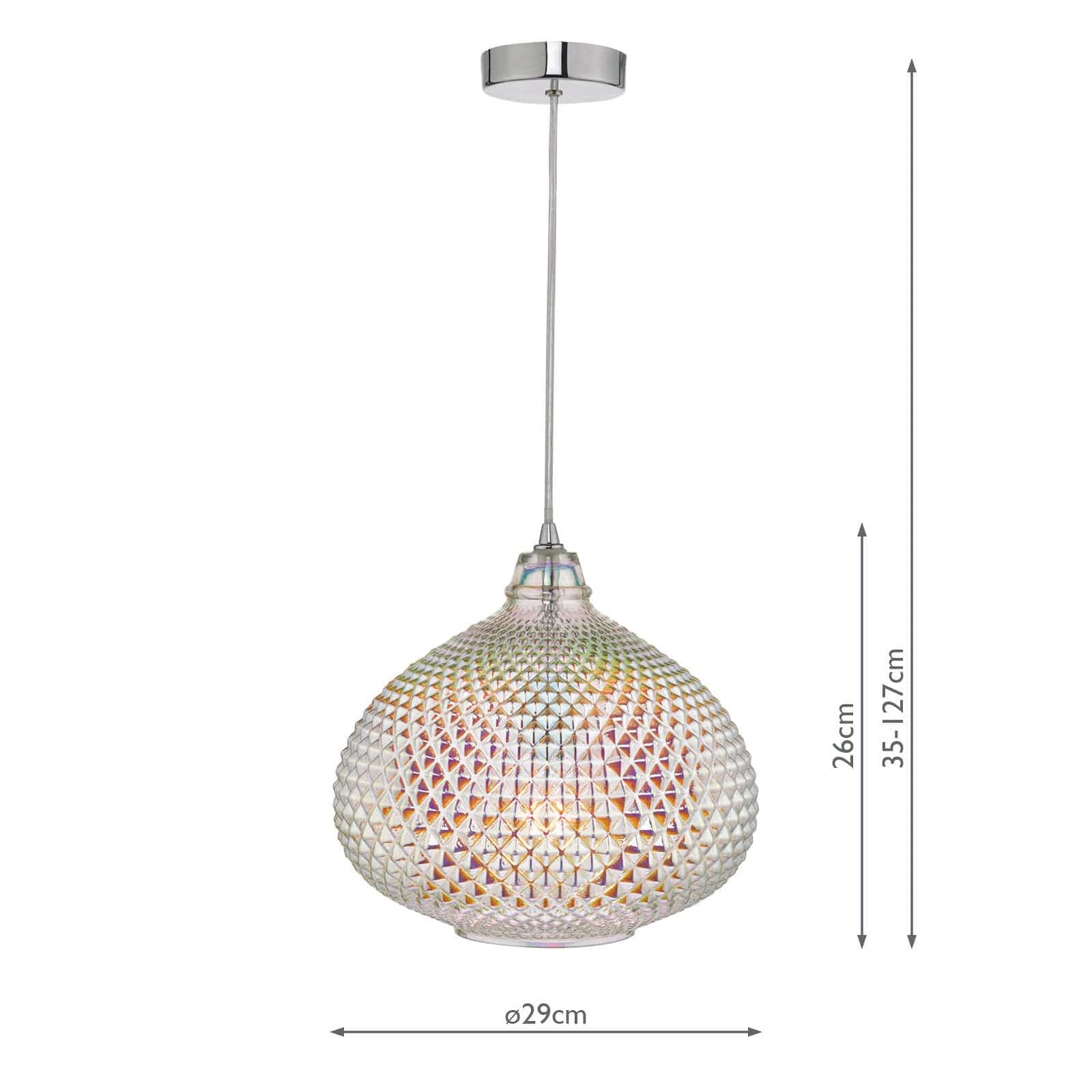 dar lighting Roisin Pendant Glass & Polished Chrome ROI0155
