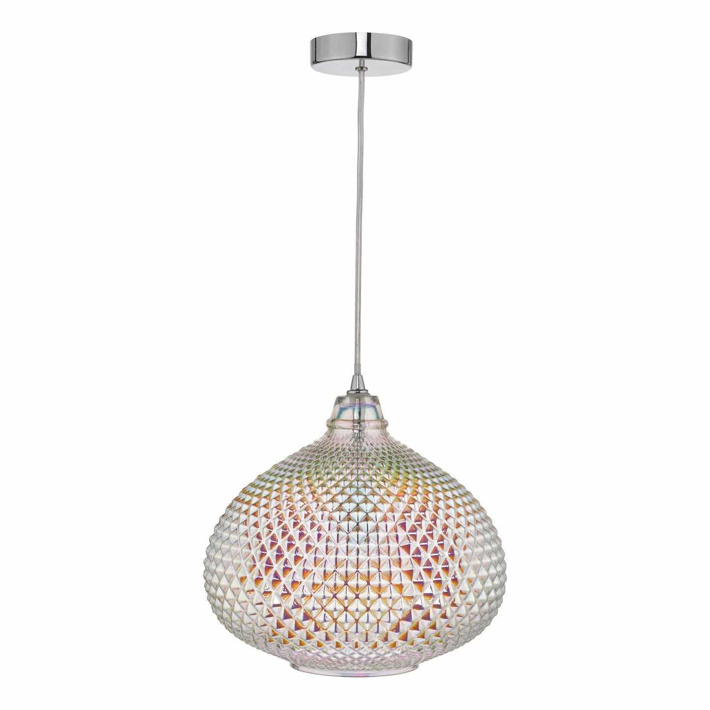 dar lighting Roisin Pendant Glass & Polished Chrome ROI0155