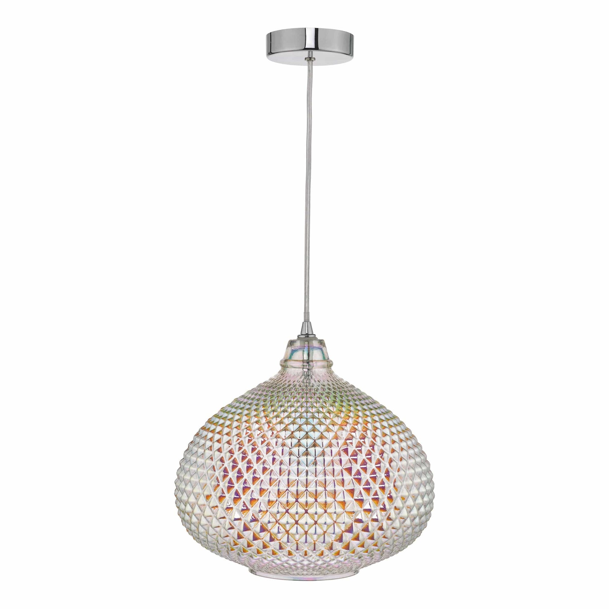 dar lighting Roisin Pendant Glass & Polished Chrome ROI0155