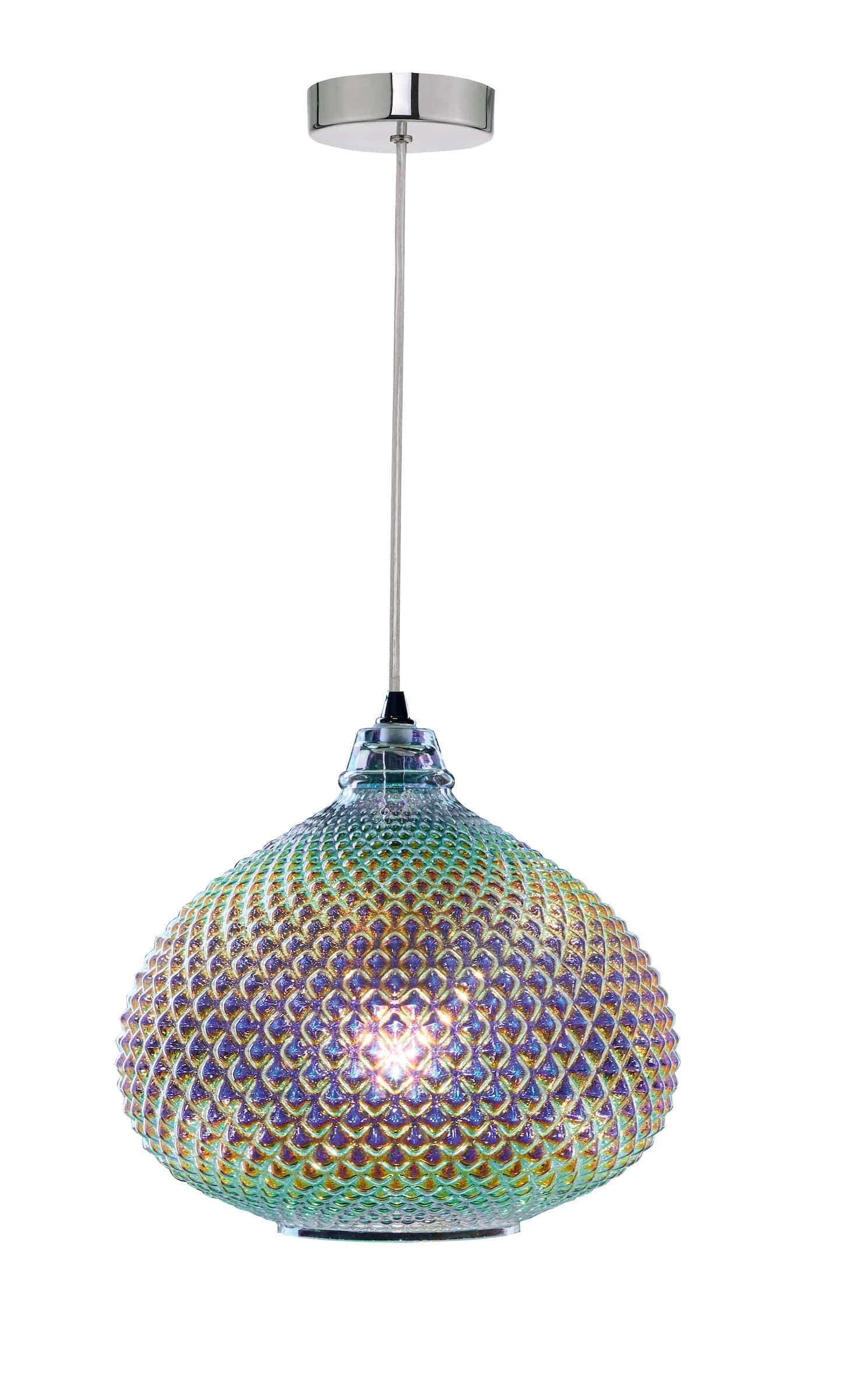 dar lighting Roisin Pendant Glass & Polished Chrome ROI0155