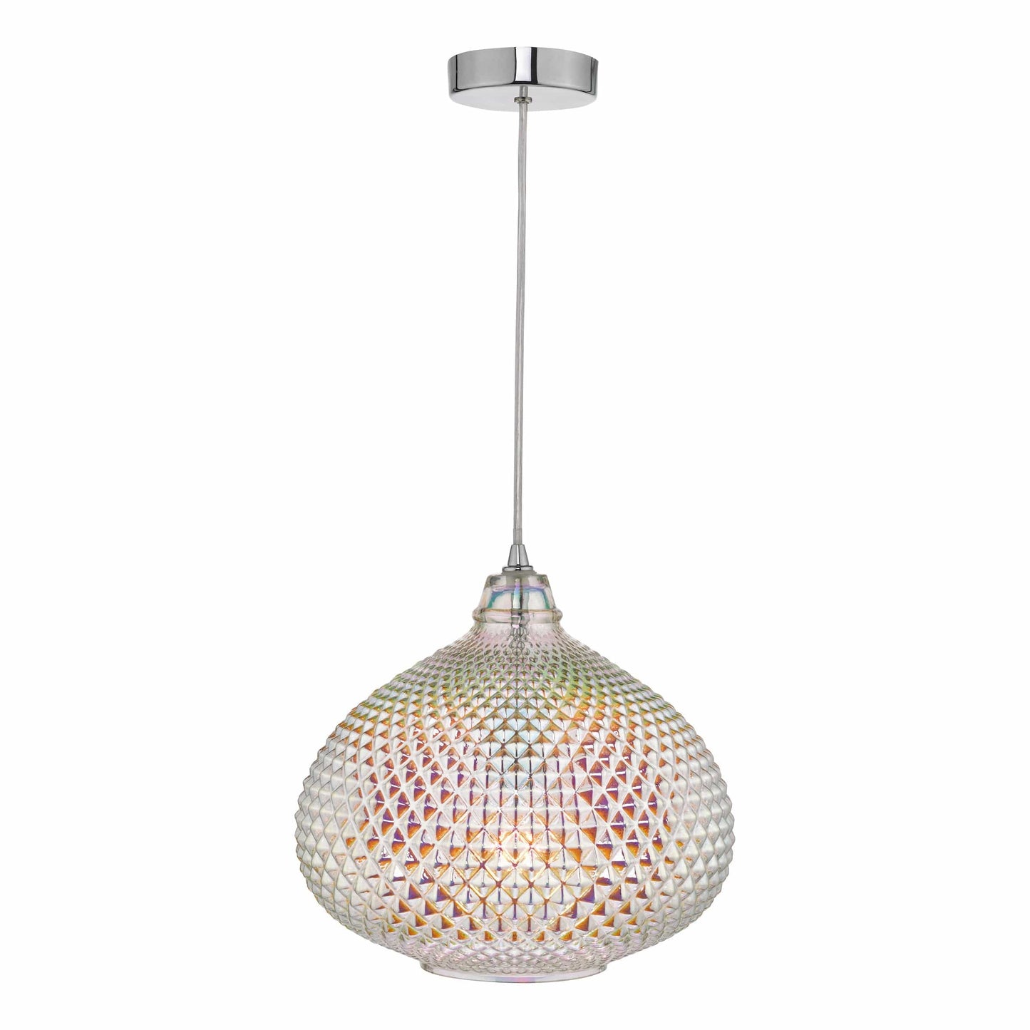 dar lighting Roisin Pendant Glass & Polished Chrome ROI0155