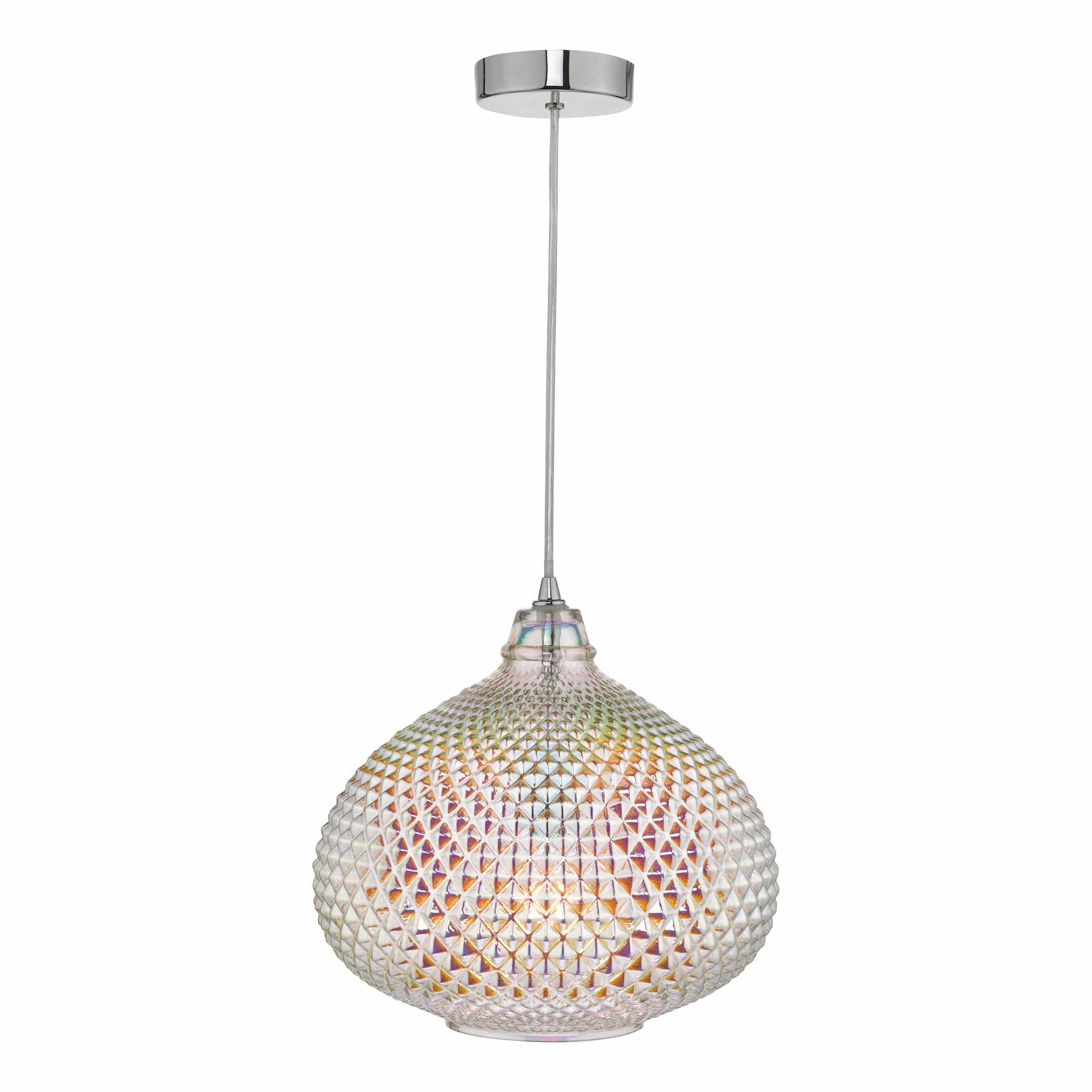 dar lighting Roisin Pendant Glass & Polished Chrome ROI0155
