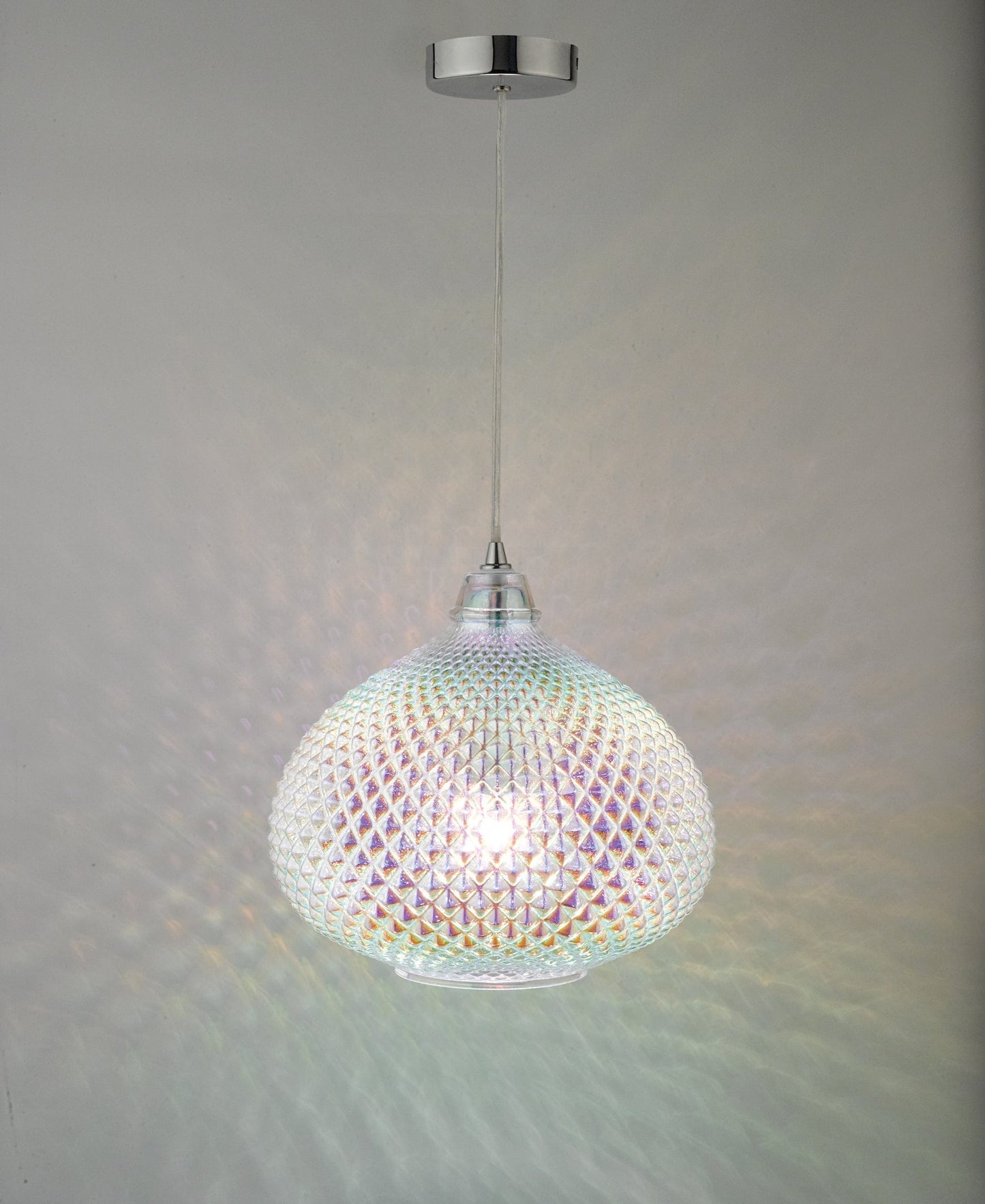 dar lighting Roisin Pendant Glass & Polished Chrome ROI0155