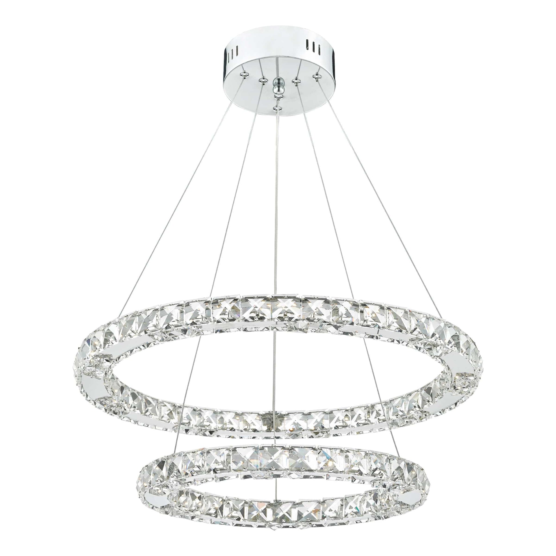 dar lighting Roma 2 Tier Pendant Polished Chrome Crystal LED ROM2550