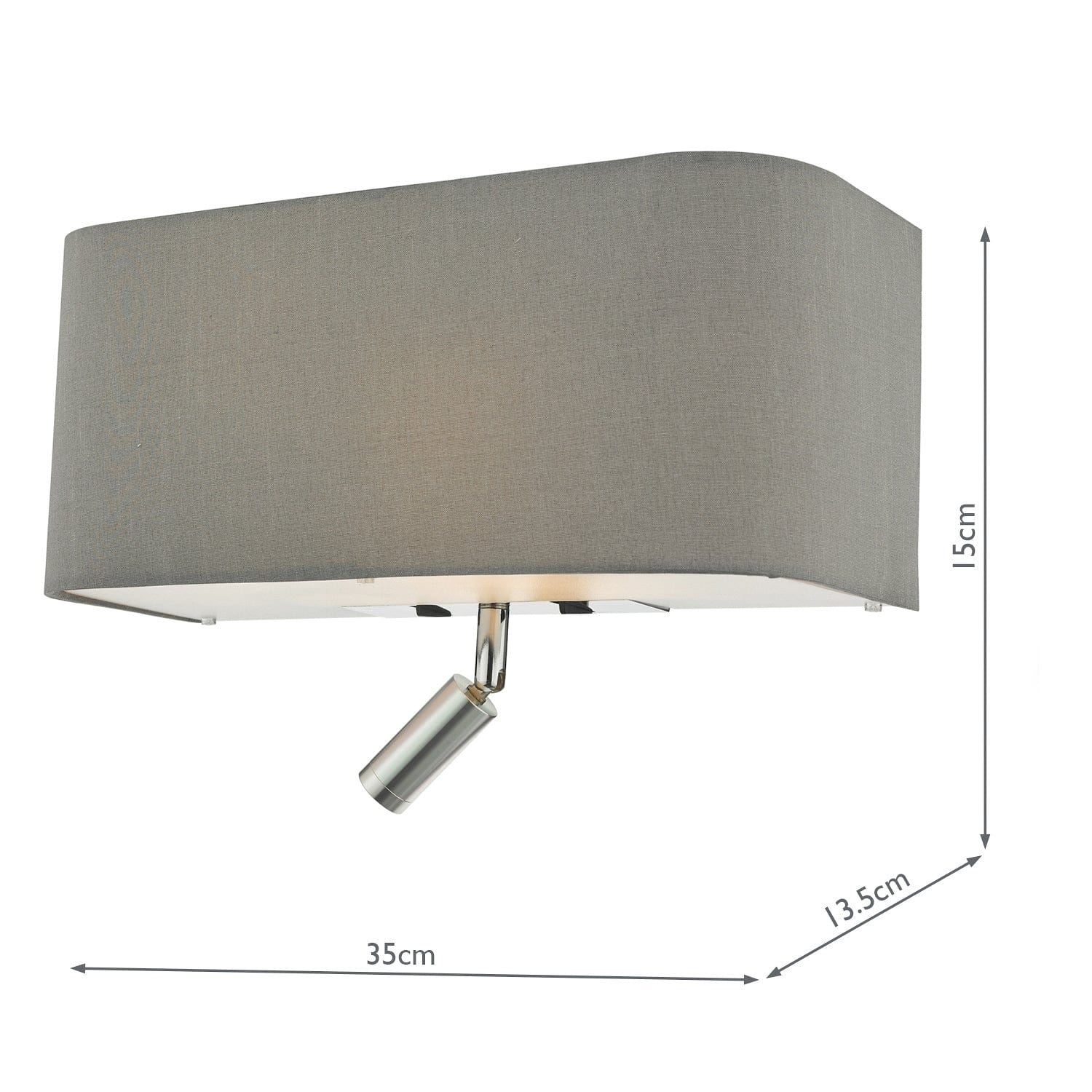 dar lighting Ronda 3 Light Wall Light Grey With LED Reading Light RON7139L