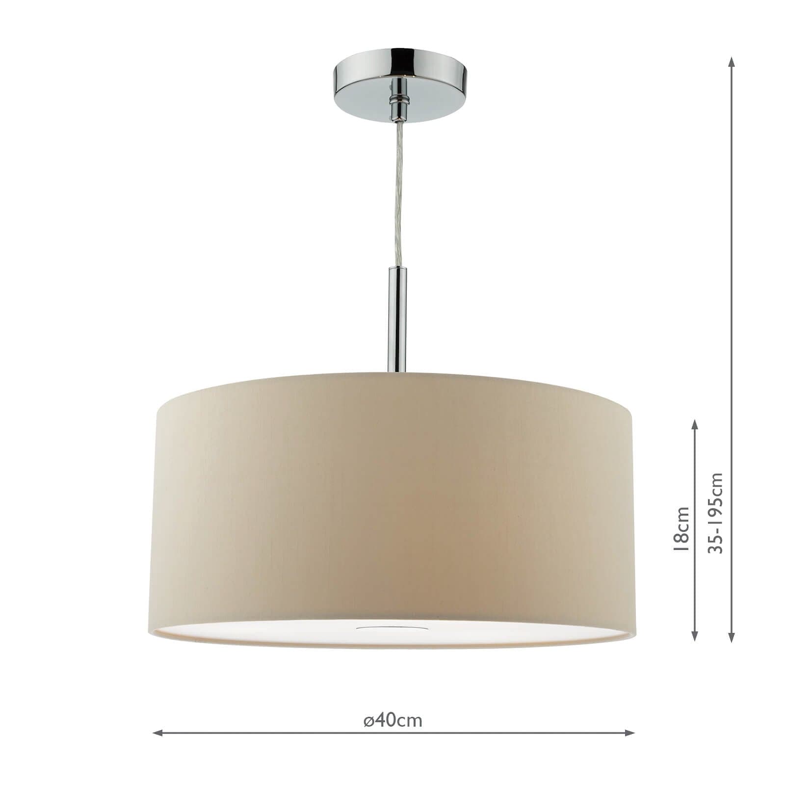 dar lighting Ronda 3lt Pendant Ecru Faux Silk Shade 40cm RON1029