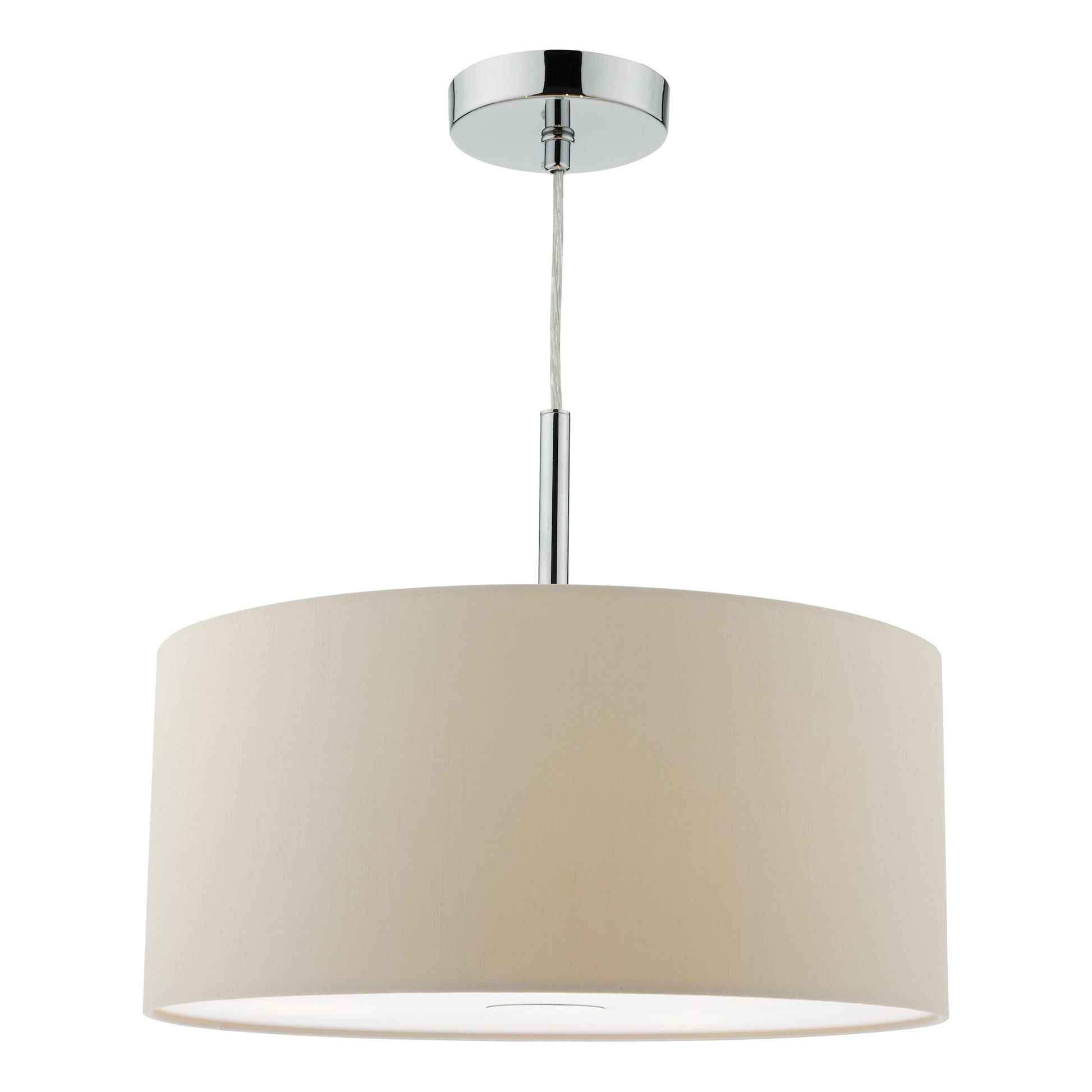 dar lighting Ronda 3lt Pendant Ecru Faux Silk Shade 40cm RON1029