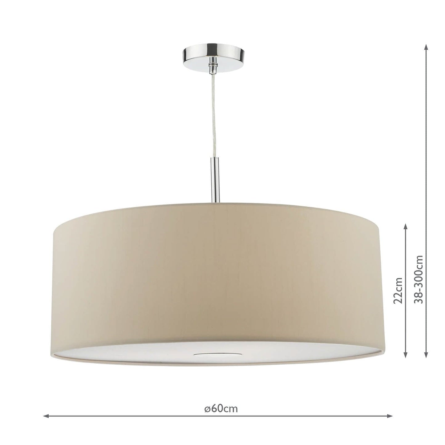 dar lighting Ronda 3lt Pendant Ecru Faux Silk Shade 60cm RON1729