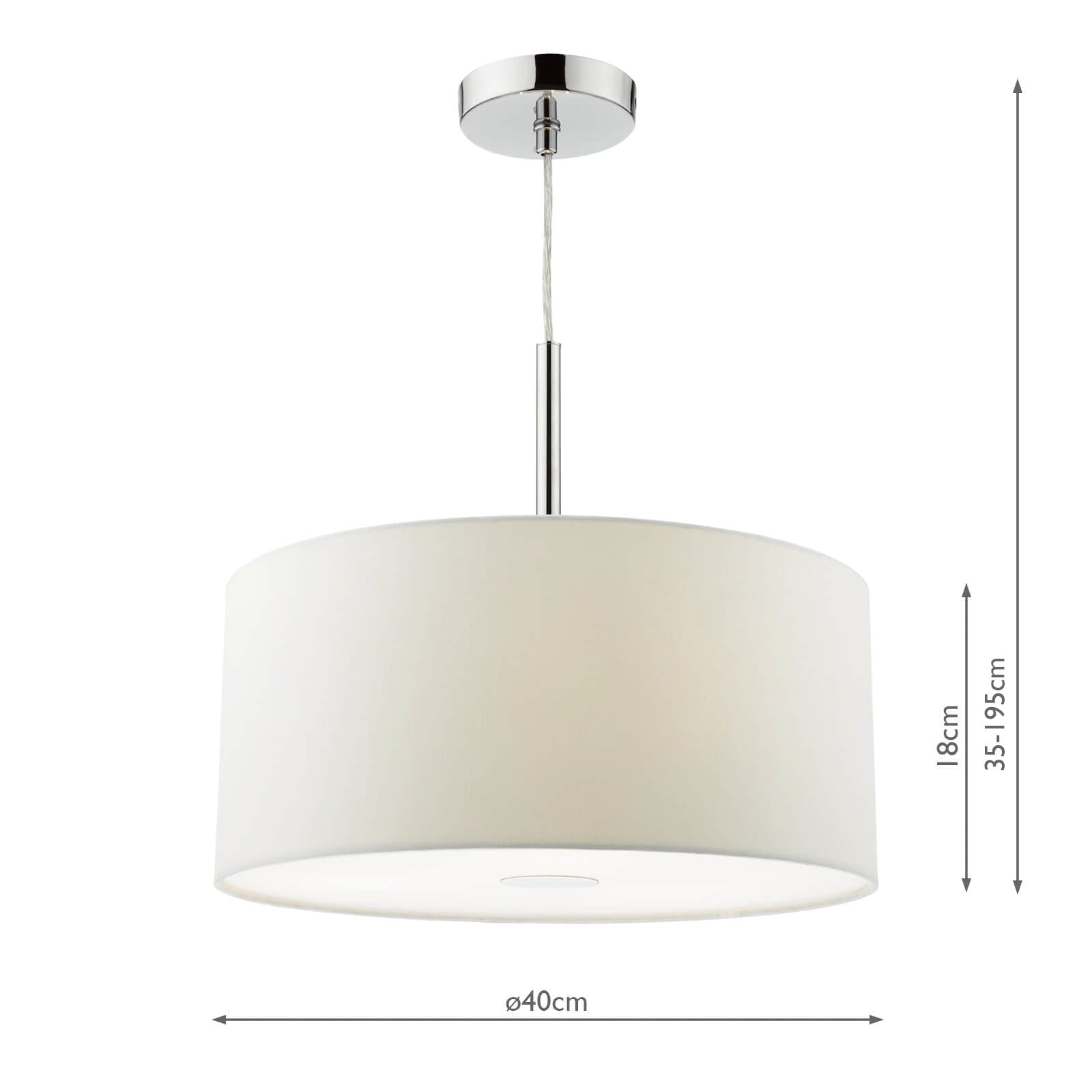 dar lighting Ronda 3lt Pendant White Faux Silk Shade 40cm RON102