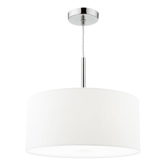 dar lighting Ronda 3lt Pendant White Faux Silk Shade 40cm RON102