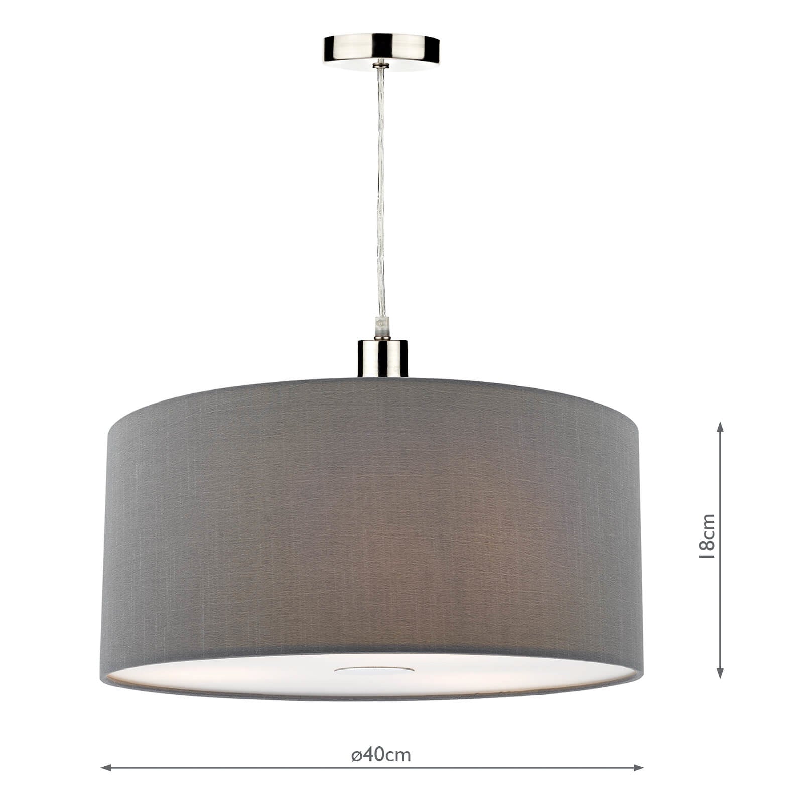 dar lighting Ronda Grey Faux Silk Easy Fit Shade 40cm RON6539