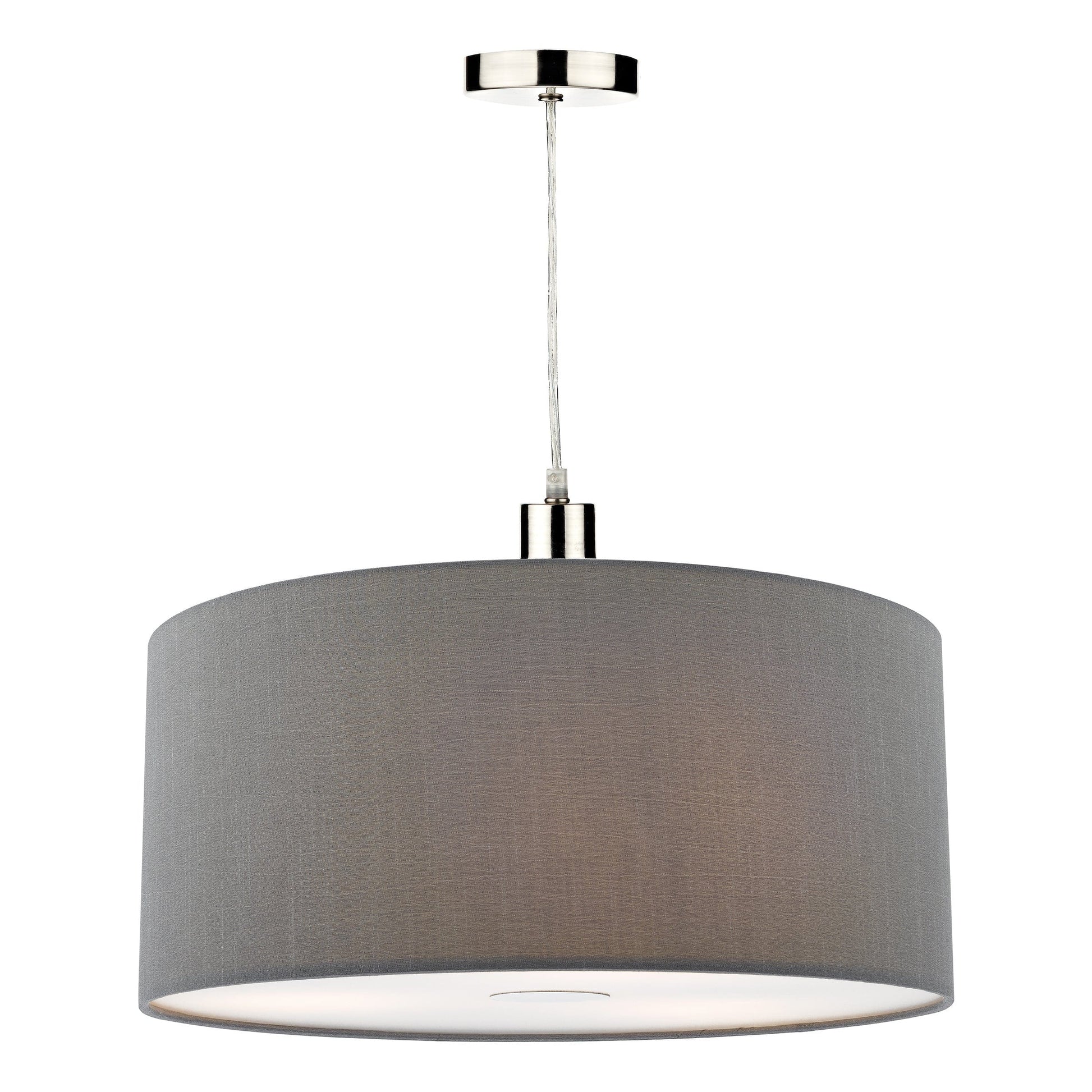 dar lighting Ronda Grey Faux Silk Easy Fit Shade 40cm RON6539