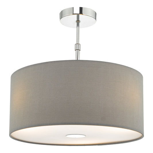 dar lighting Ronda Grey Faux Silk Easy Fit Shade 40cm RON6539