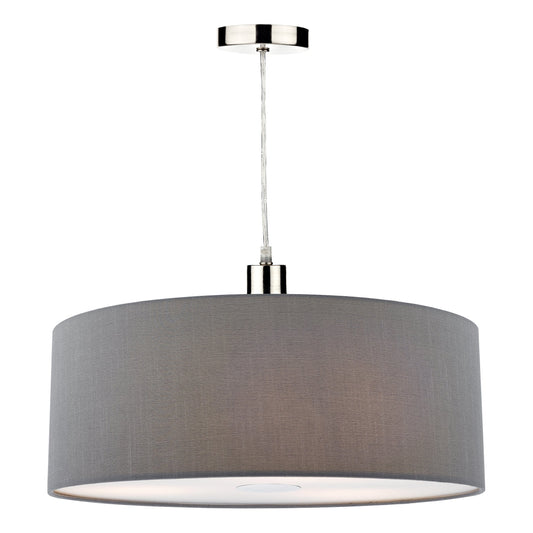 dar lighting Ronda Grey Faux Silk Easy Fit Shade 60cm RON8639